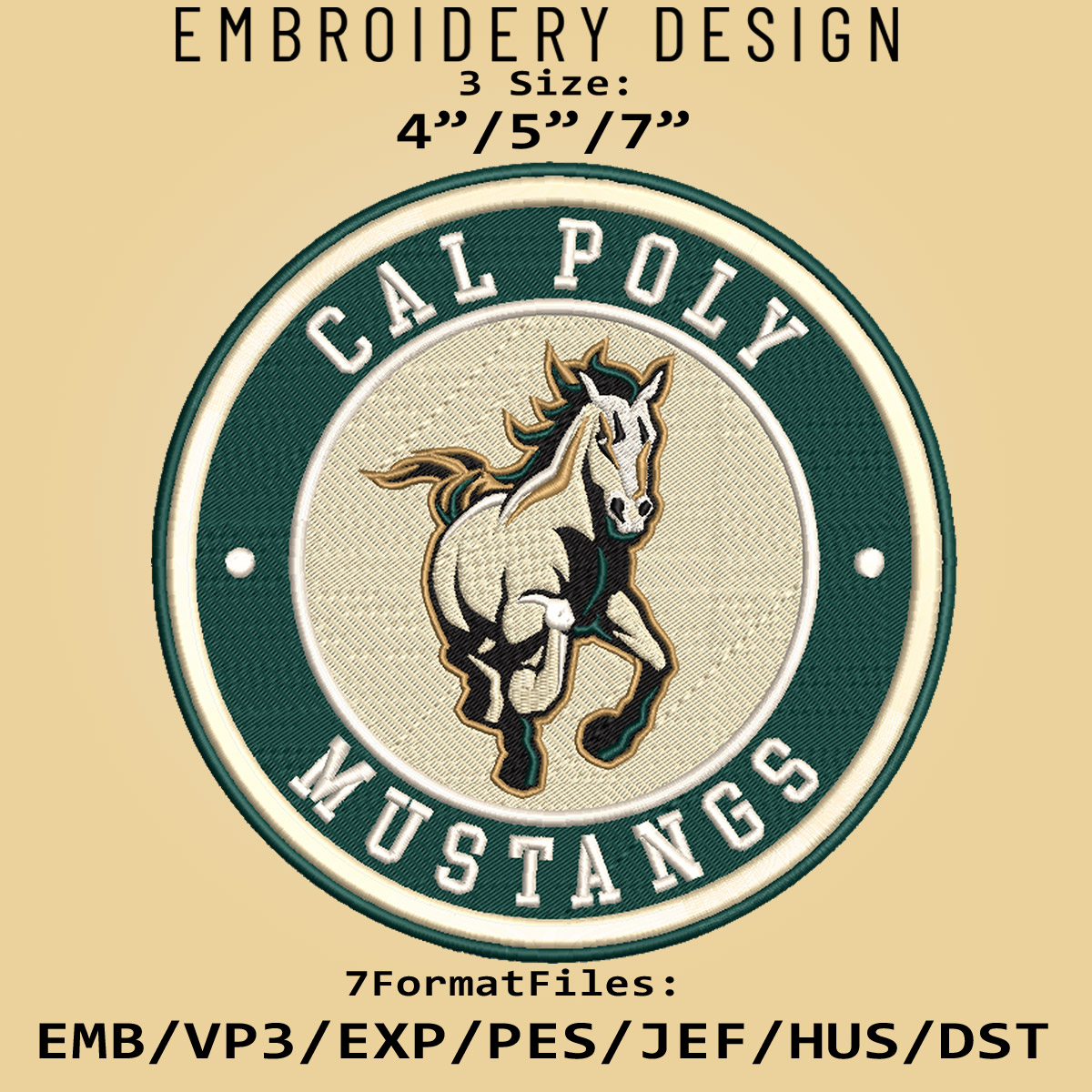 NCAA Logo Cal Poly Mustangs, Embroidery design, Embroidery F | Inspire ...