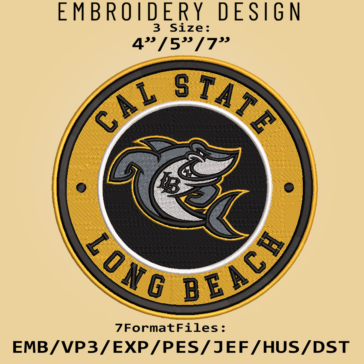 NCAA Logo Cal State Long Beach, Embroidery design, Embroider Inspire