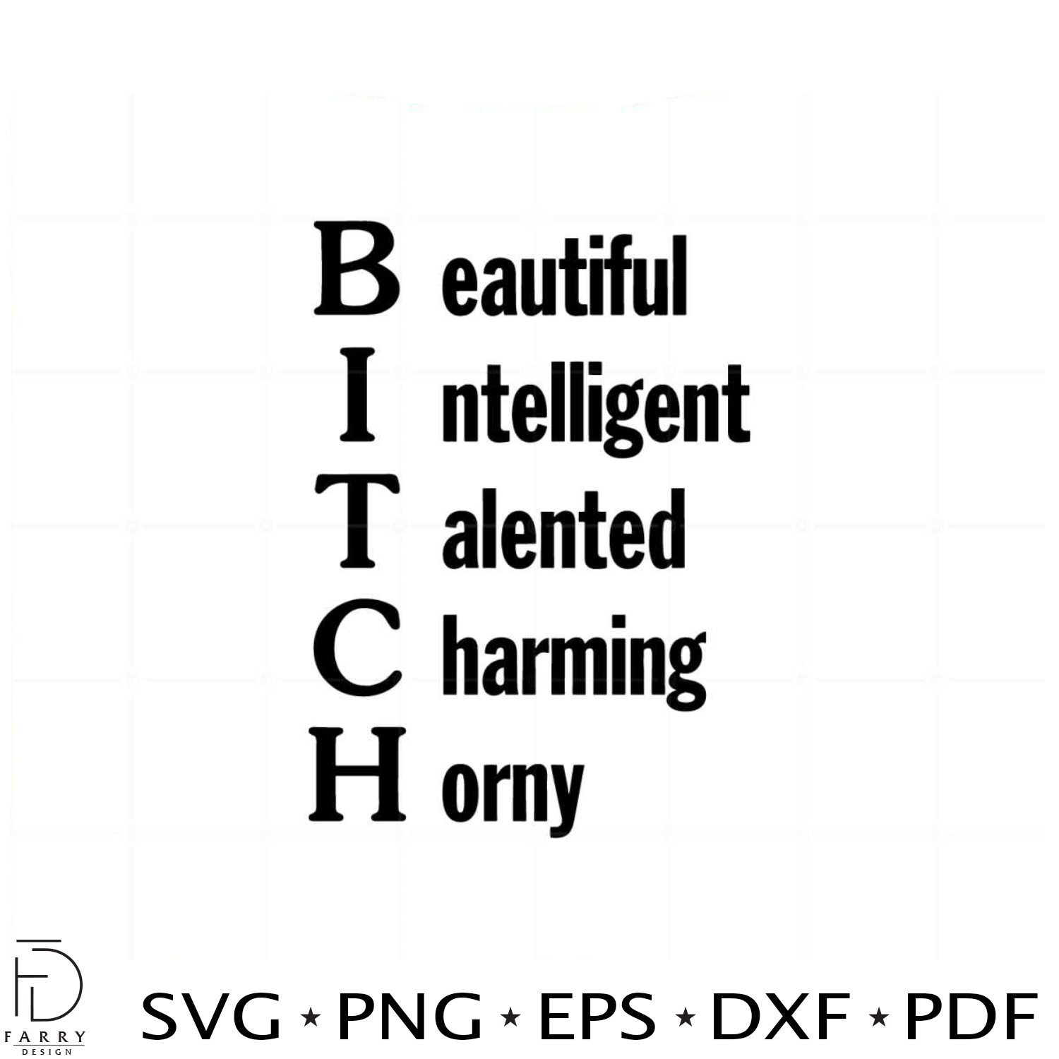 Patch Broderie "BITCH" (Beautyful Intelligent Truthful Charming Horny) - 80x65mm, Thermocollant - Made In Germany - 7