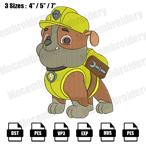Rubble Paw Patrol Embroidery Design,Cartoon Embroidery Desig | Inspire ...