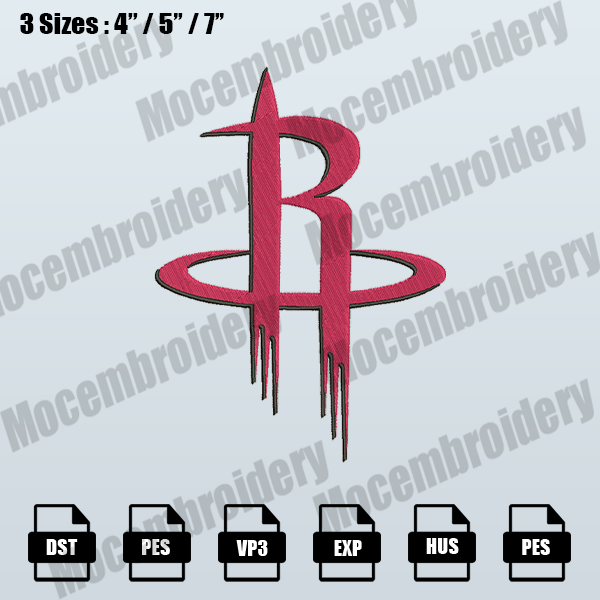 Houston Rockets Logo Embroidery Design, NBA Teams Embroidery | Inspire ...