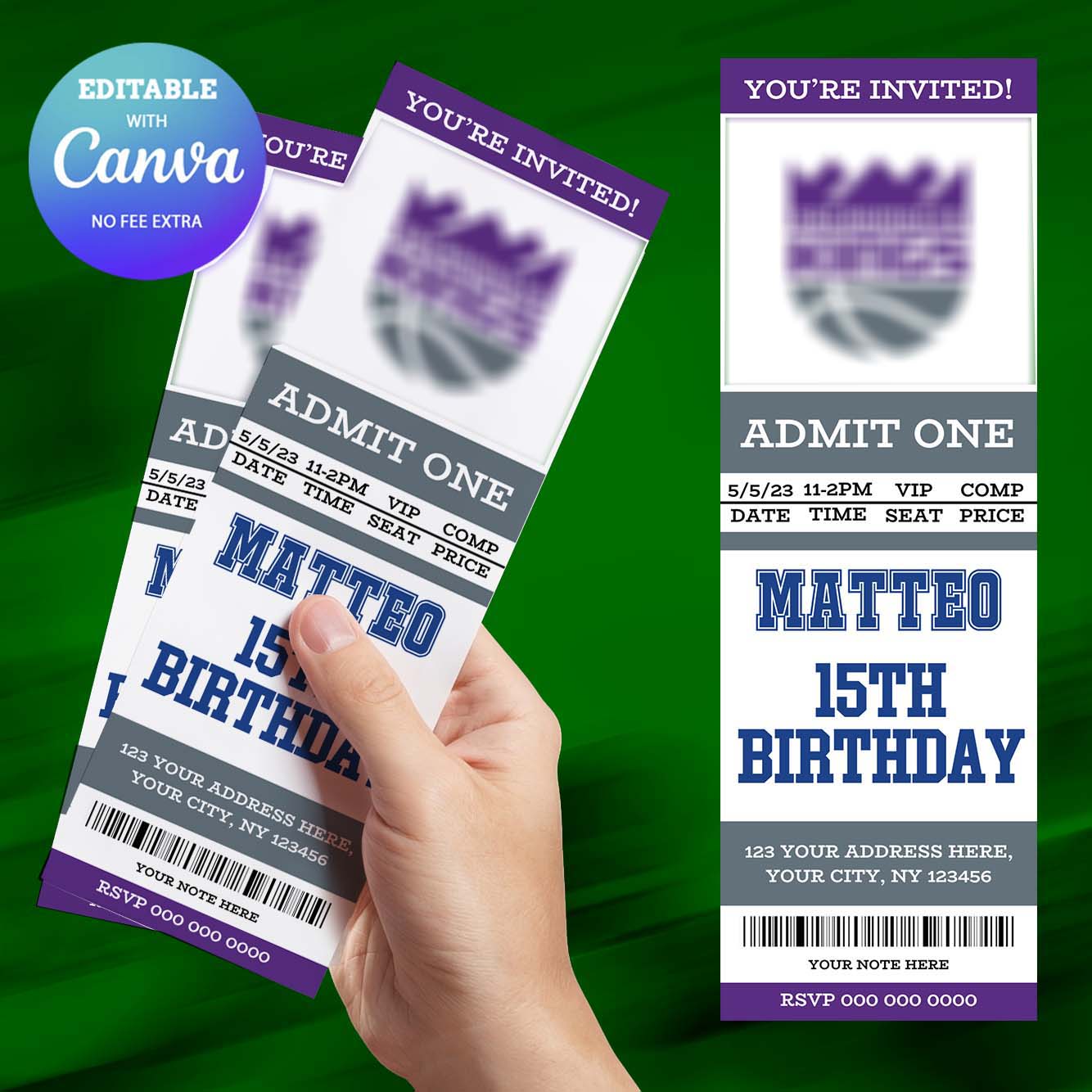 Kings Invitation Sign Sacramento Kings Birthday Invitation Canva Editable, Basketb - Inspire ...