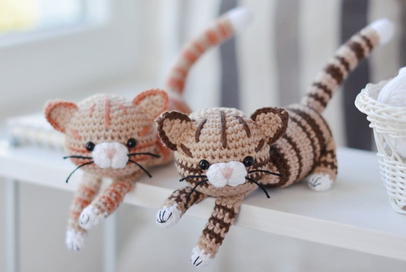 Crochet Tabby Cat Pattern PDF, Brown Red Striped Kitty Croch | Inspire ...