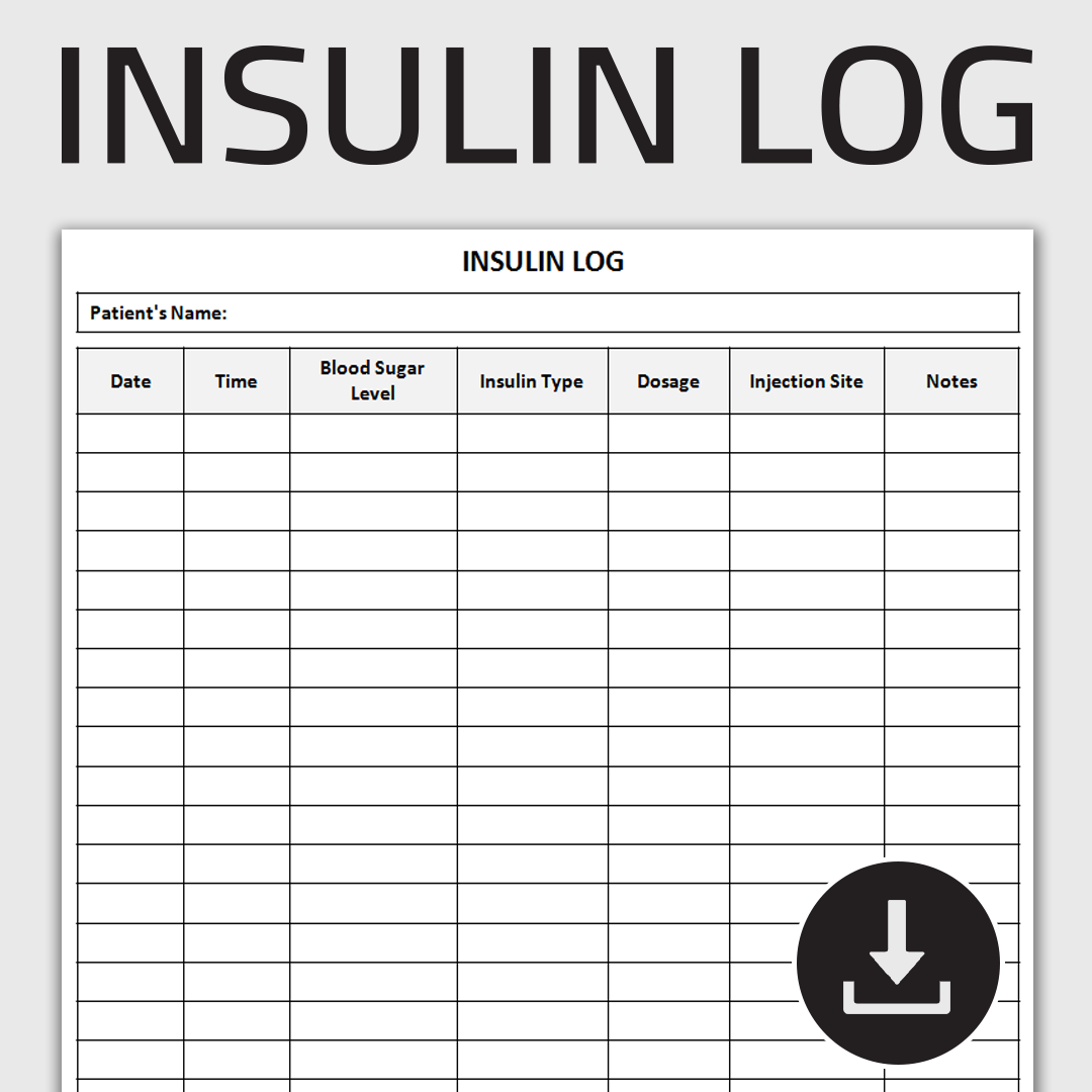 Printable Insulin Log, Insulin Injection Tracker, Blood Suga - Inspire ...