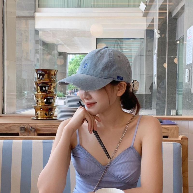 Broken Hole Denim Baseball Cap Adjustable for Big Head | Inspire