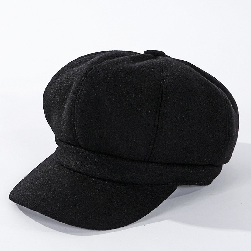 Octagonal Hats for Women, Winter Women's Cap Beret, Solid Color Female Lady Hat, Vintage Newsboy Cap, Thick Warm caps