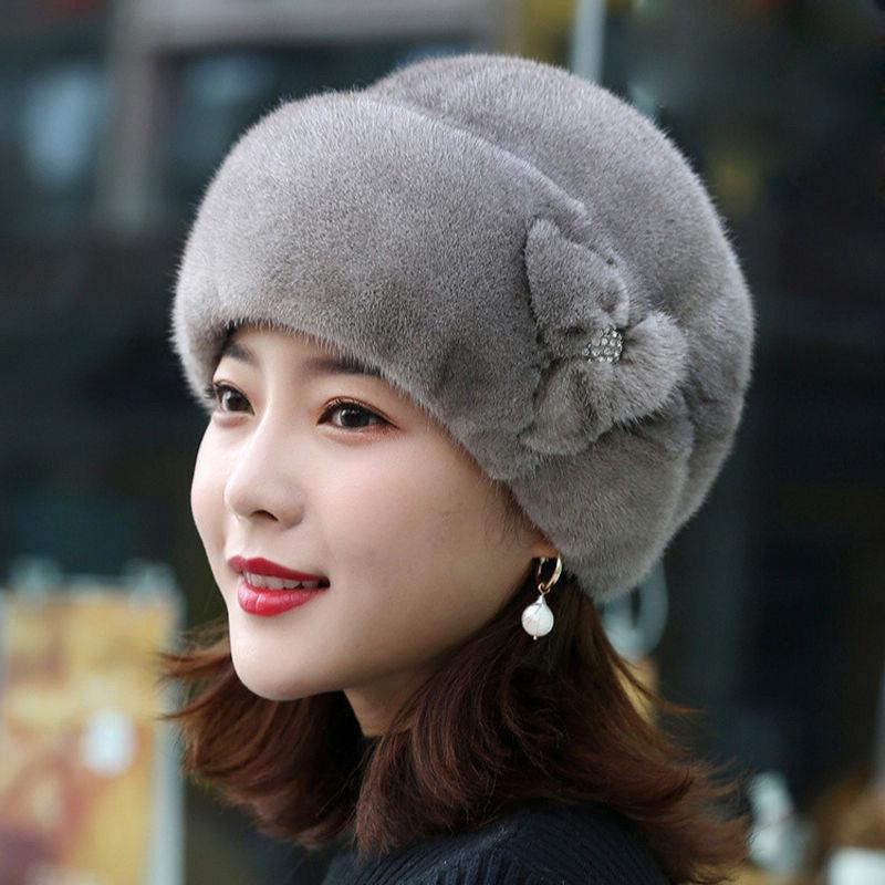 Thickened Warm Solid Color Women Winter Hat, Russian Flower Decor, Elegant Autumn Winter Thermal Cap For Outdoor