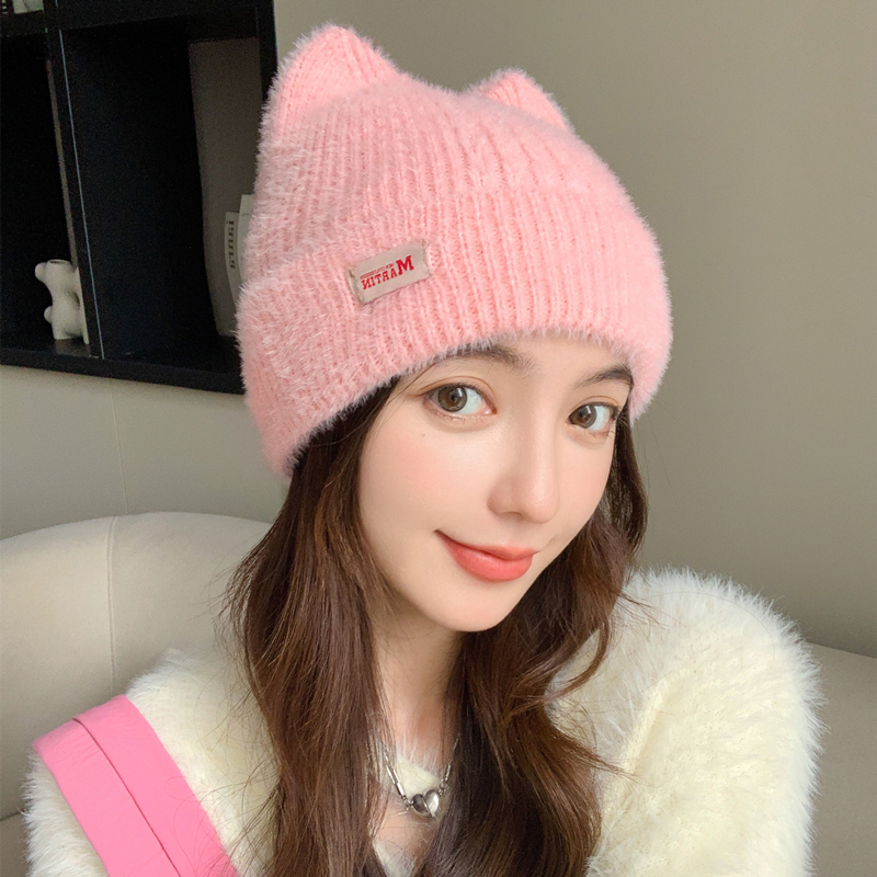 Cute Cat Ear Winter Hat for Women – Kpop Faux Fur Beanie | Inspire