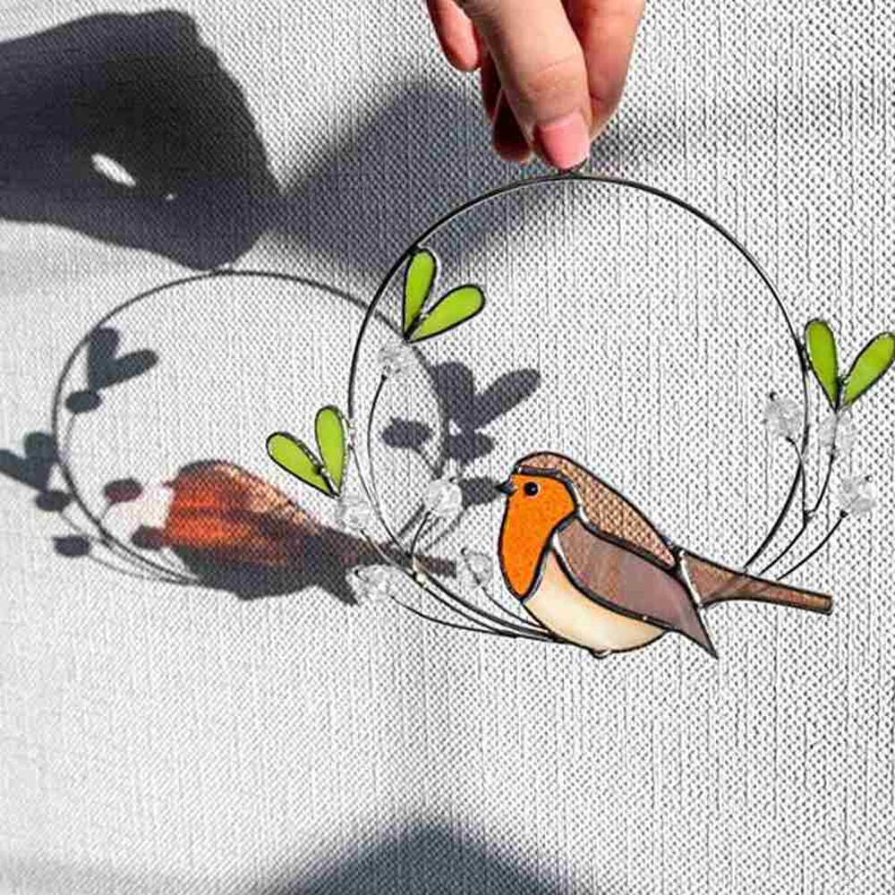 Appealing Birds Stained Window Panel Hangings Inspire Uplift