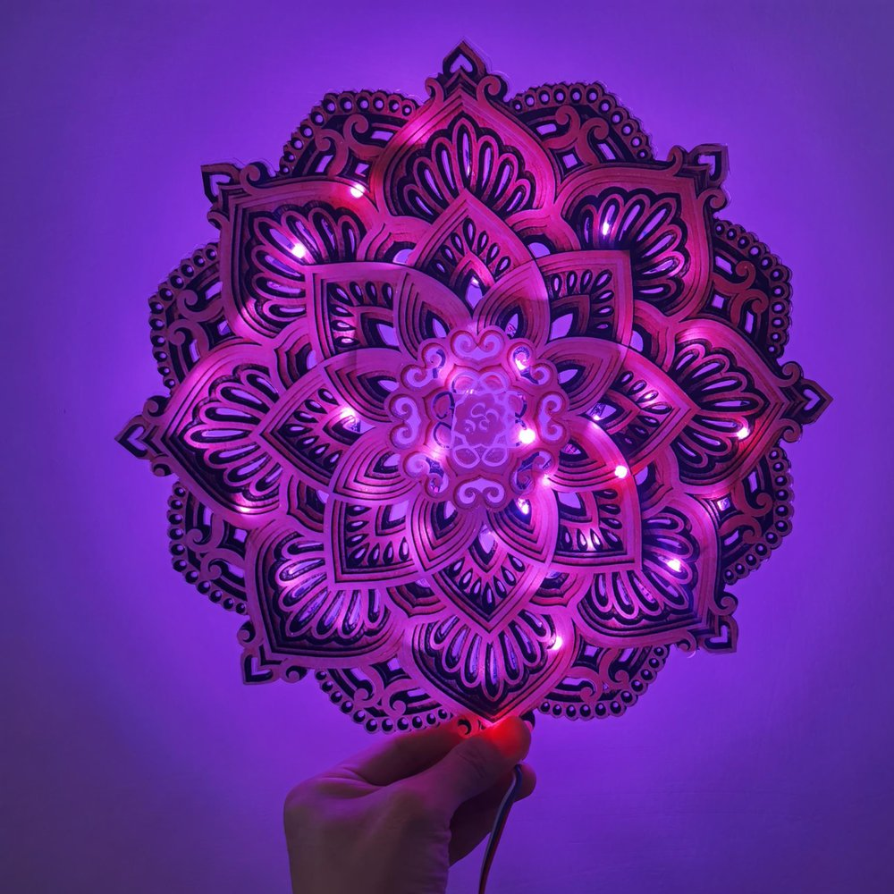 Romantic & Spiritual Wooden Mandala Lamp Inspire Uplift
