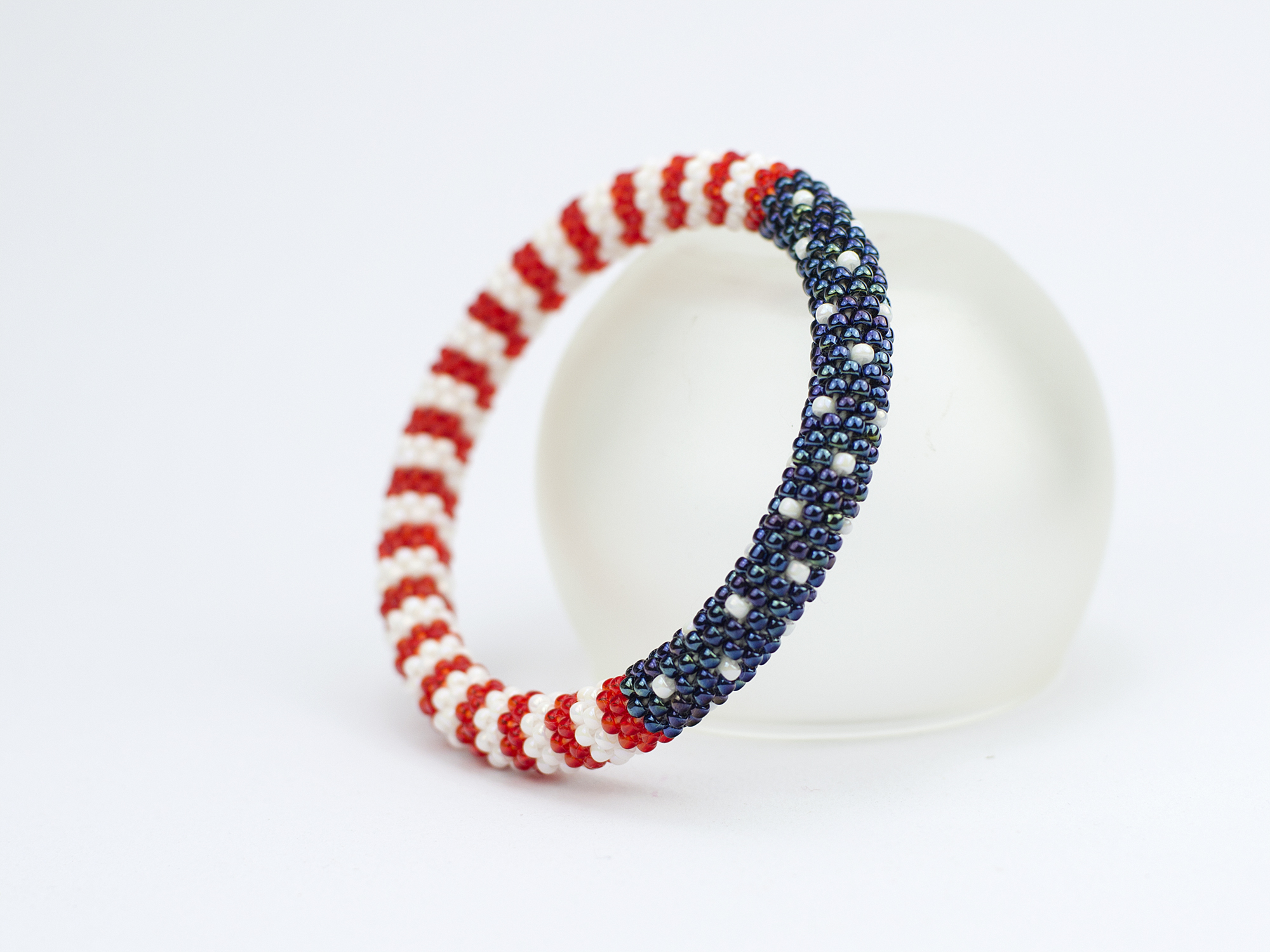 4th of July, USA flag beaded bracelet, Unisex bracelet, Patriotic bracelet, Best friend gift - 6