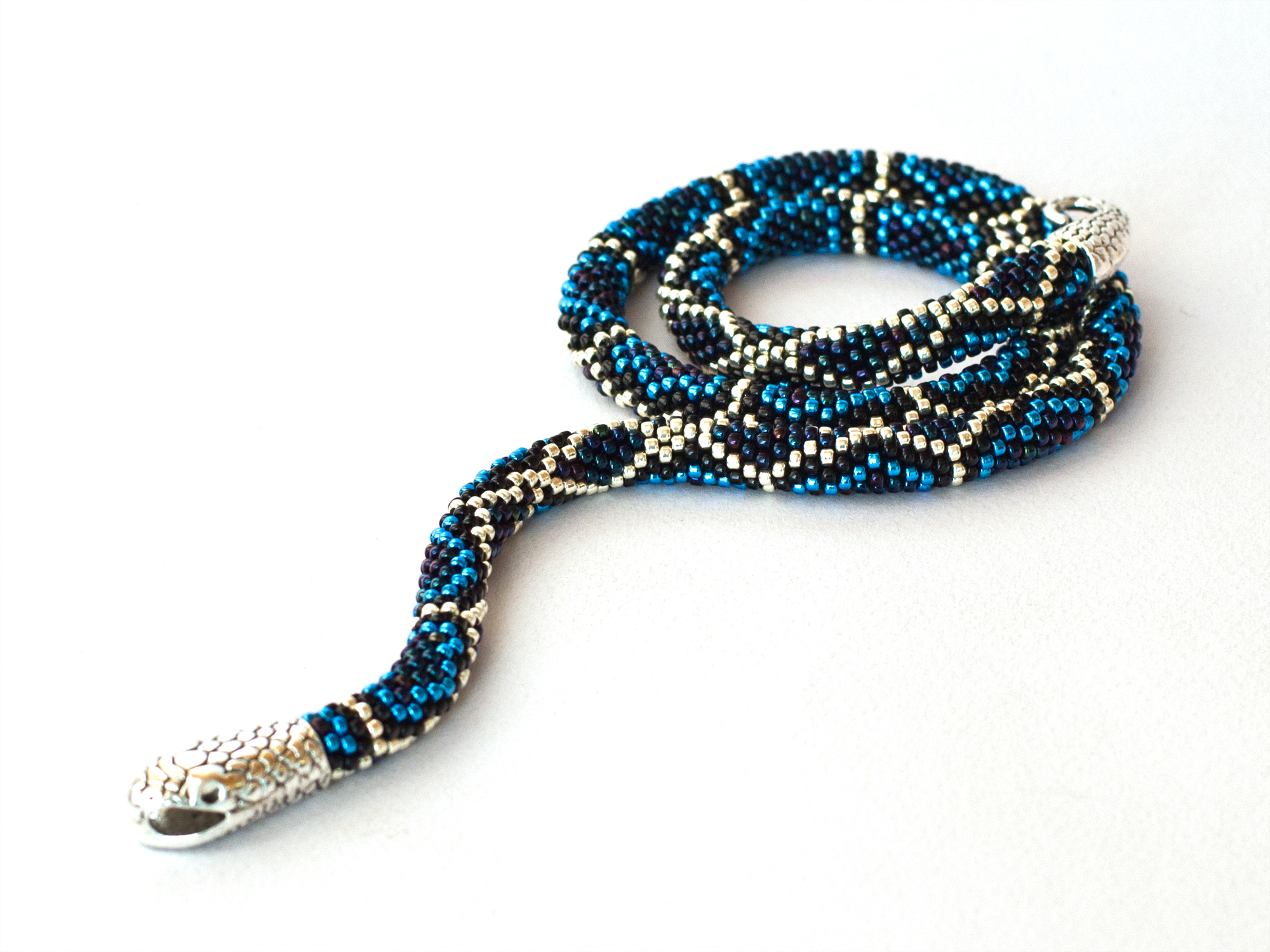 Bead crochet kit ouroboros necklace, Bead crochet necklace diy, Do it yourself beaded necklace - 16 inches/blue