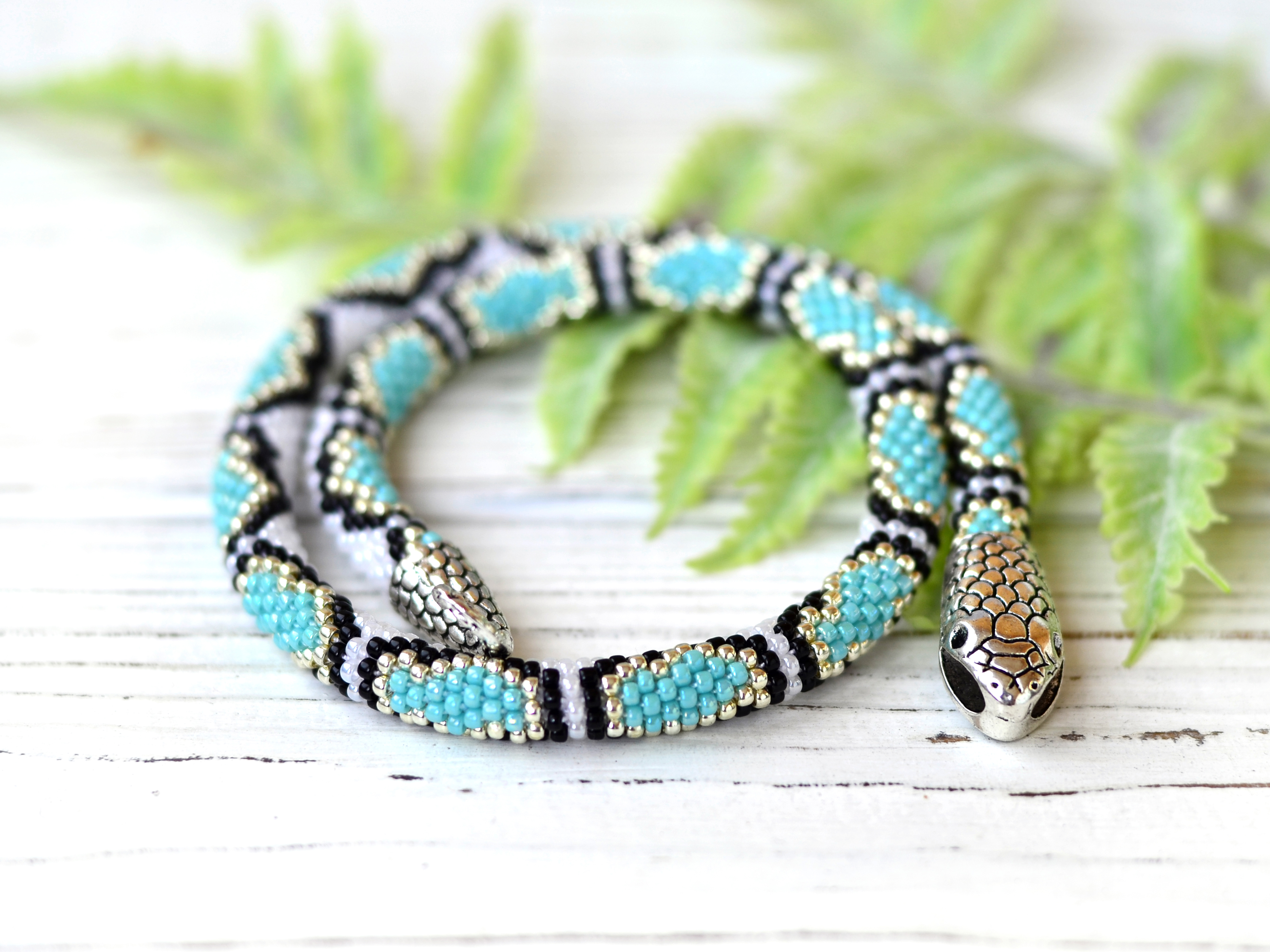 Bead crochet kit ouroboros necklace, Bead crochet necklace diy, Do it yourself beaded necklace - 16 inches/turquoise