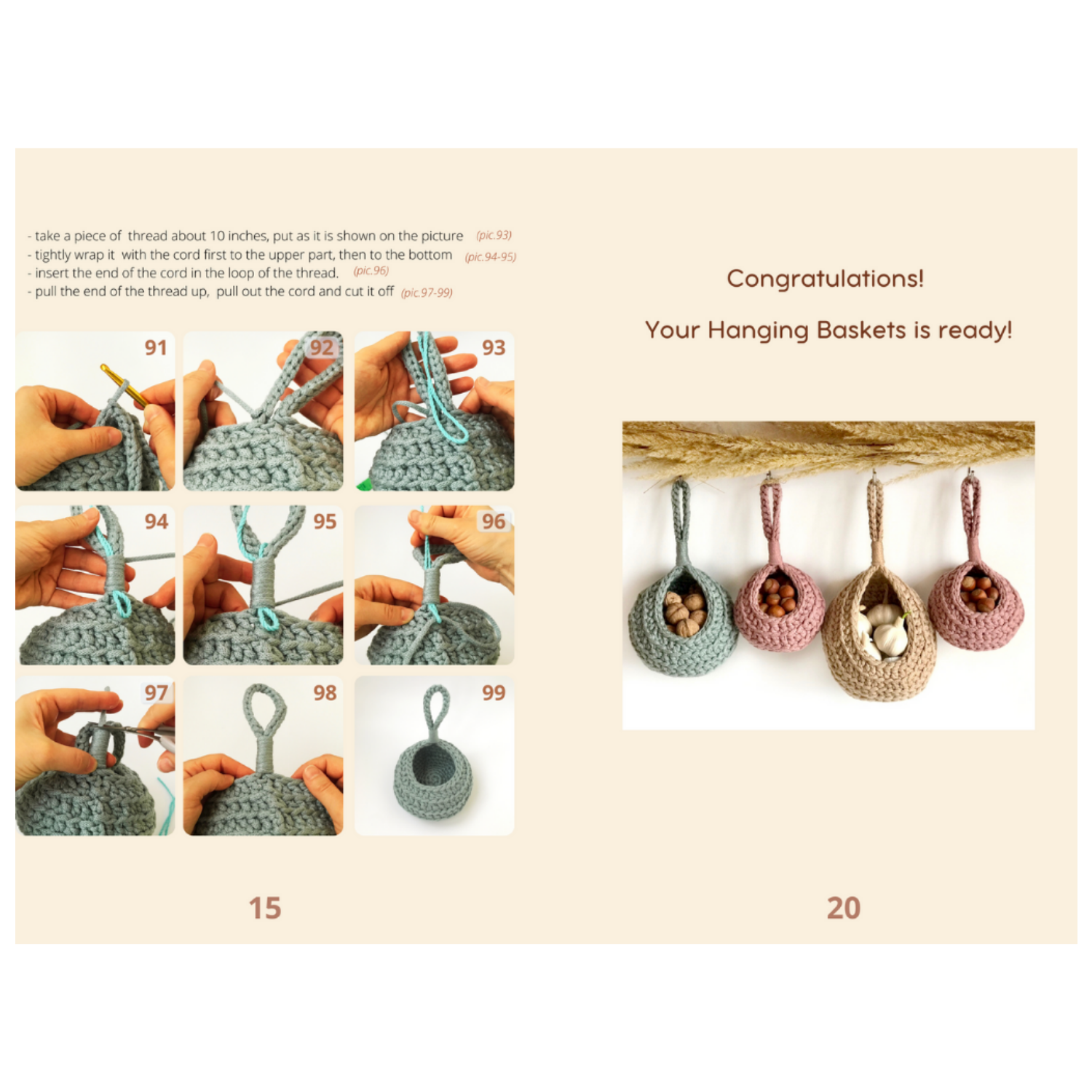 PATTERN, PDF crochet pattern, crochet hanging storage basket Inspire