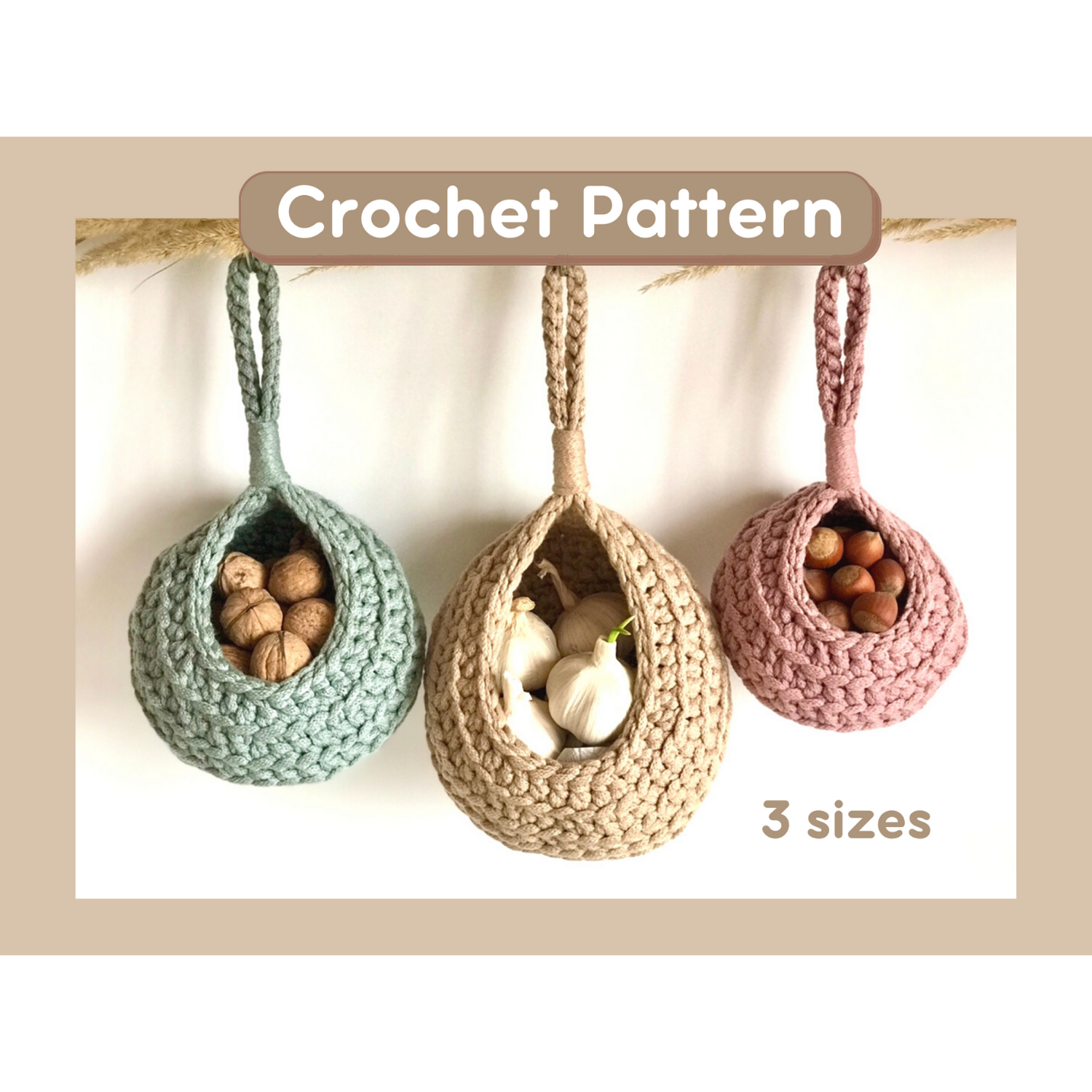 PATTERN, PDF crochet pattern, crochet hanging storage basket Inspire