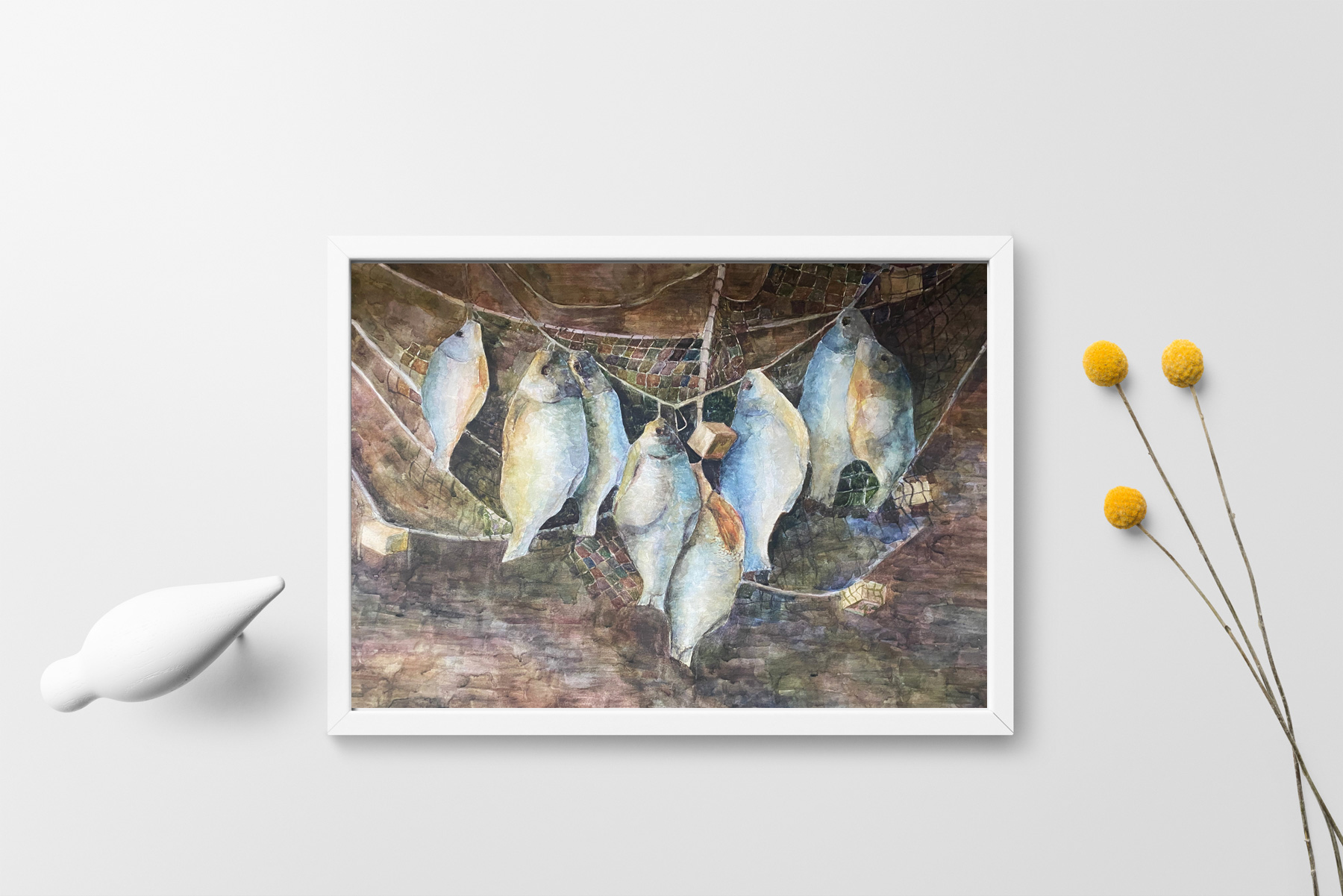 fish original painting home decor animal art wall art waterc - Inspire