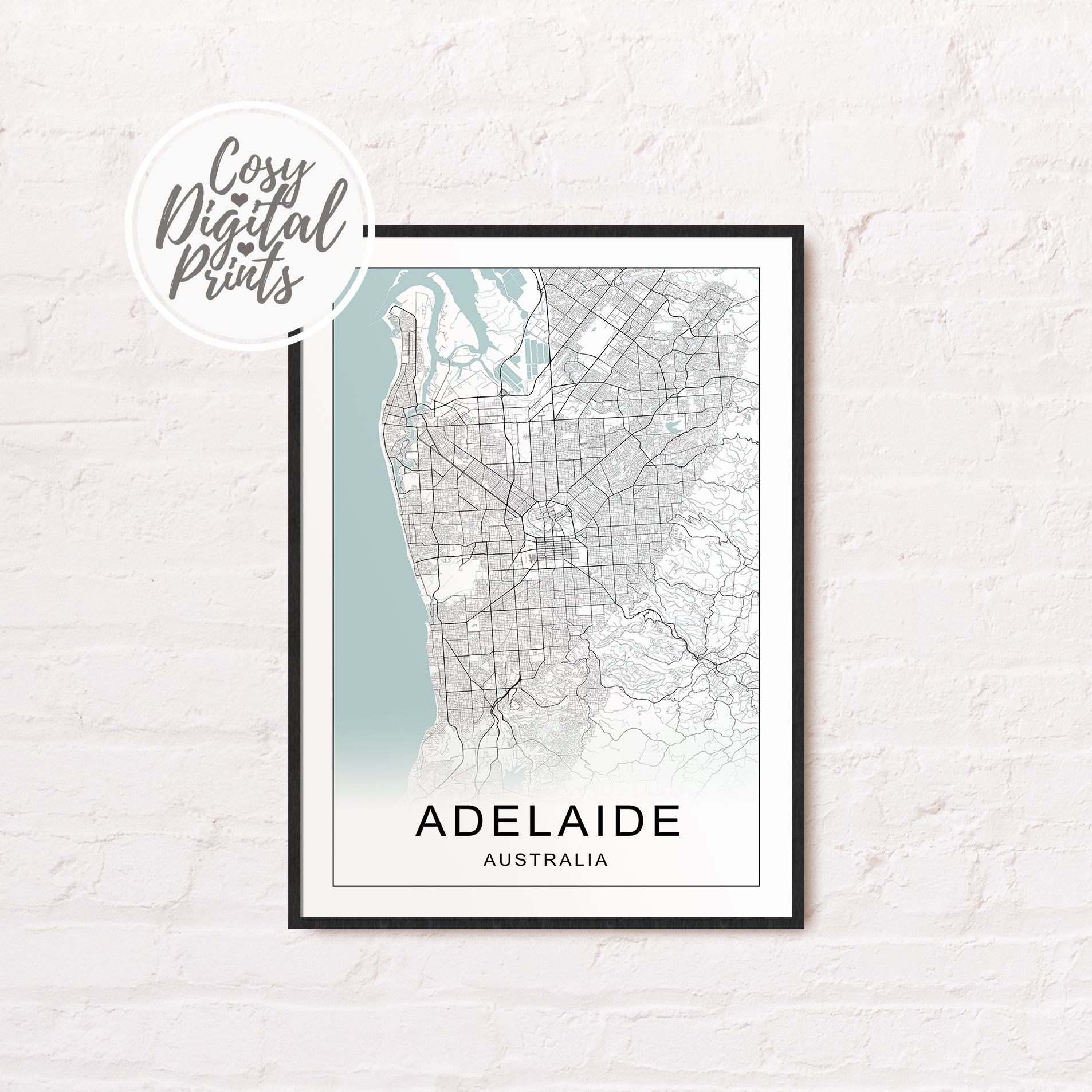 Adelaide DIGITAL Map Print Adelaide DIGITAL DOWNLOAD Map Inspire Uplift