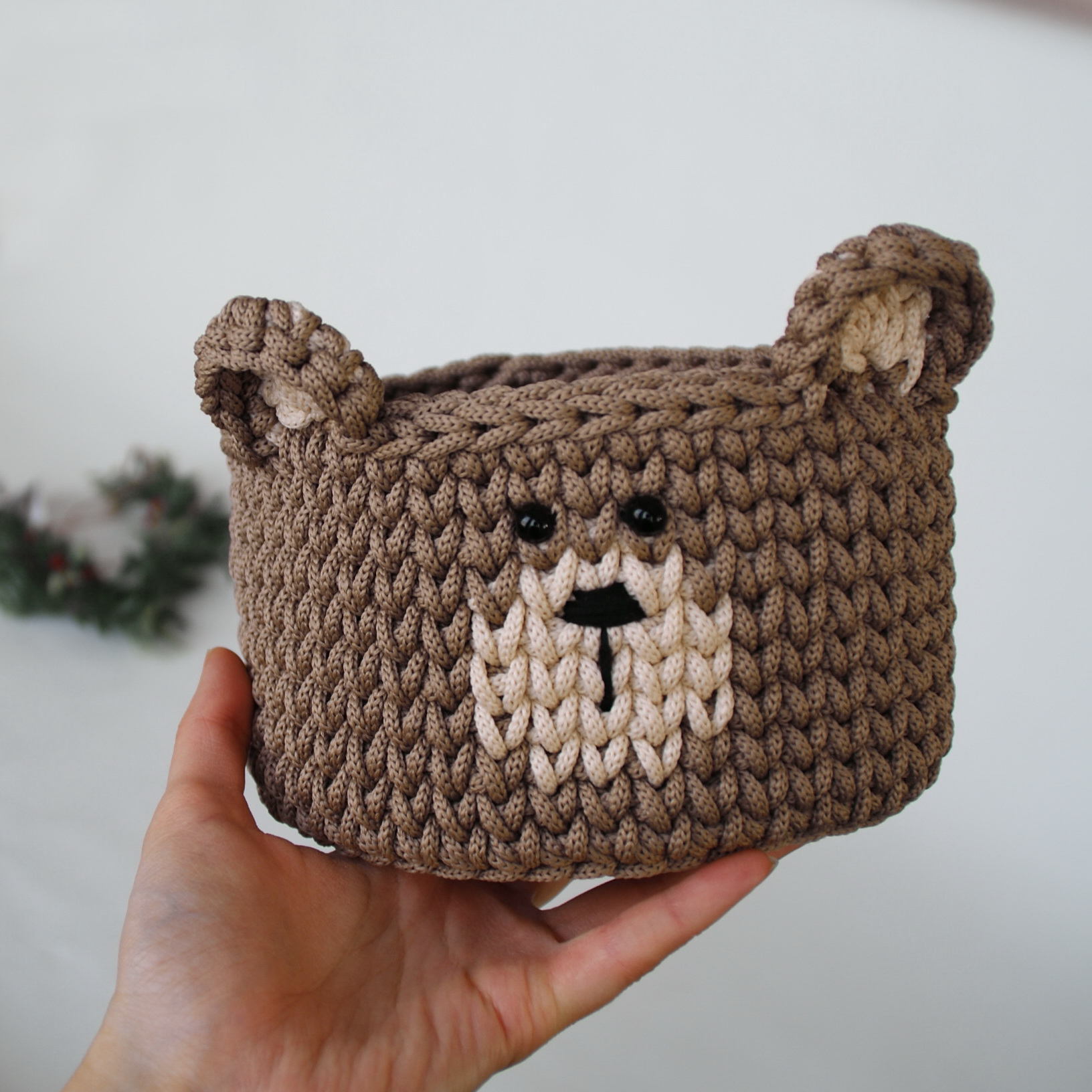 Bear basket for nursery decor and storage, Woodland nursery Inspire