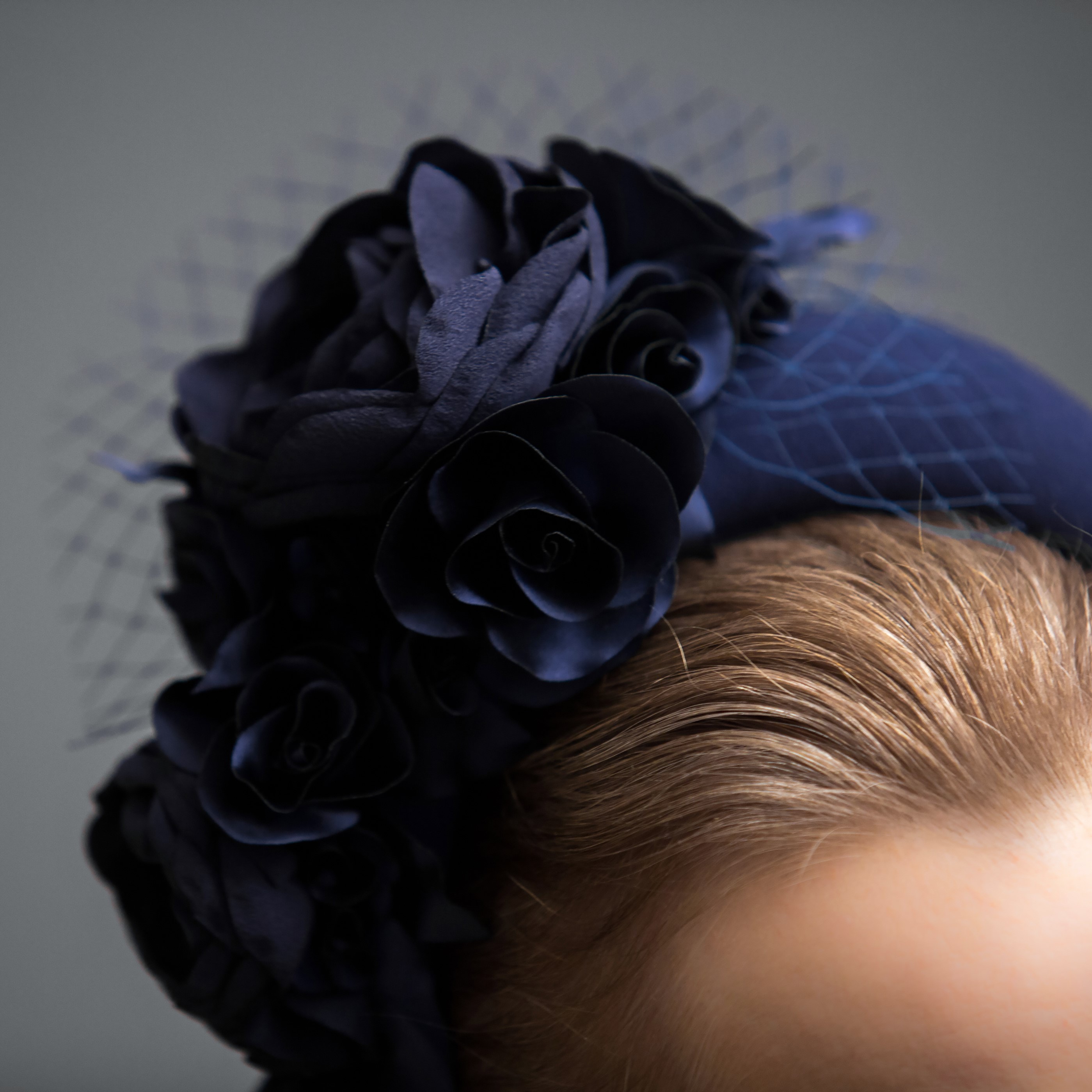 Navy blue fascinator headband inspired 