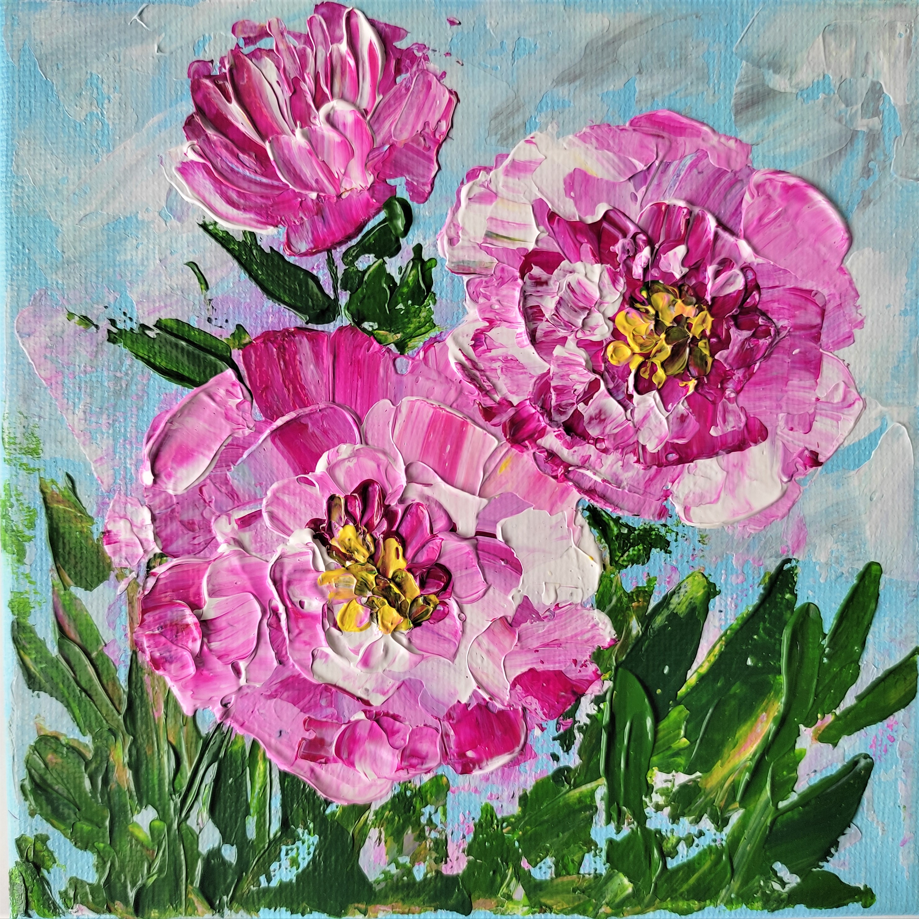 Pink Peonies Palette Knife Painting Peonies Canvas Painting | Inspire ...