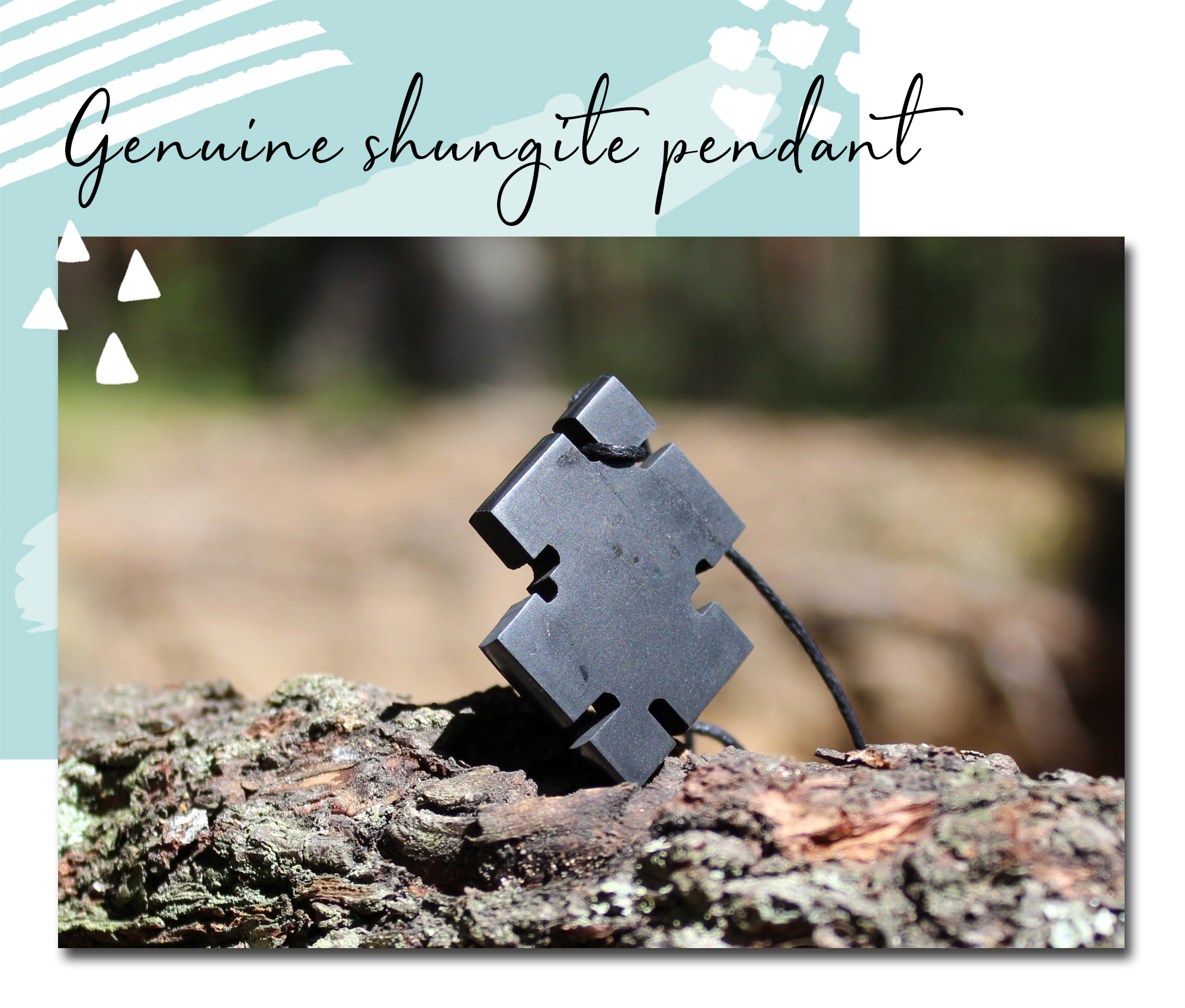 Shungite EMF Protection 1 In. Vertical Rectangle Faceted Pendant With - Foto 8