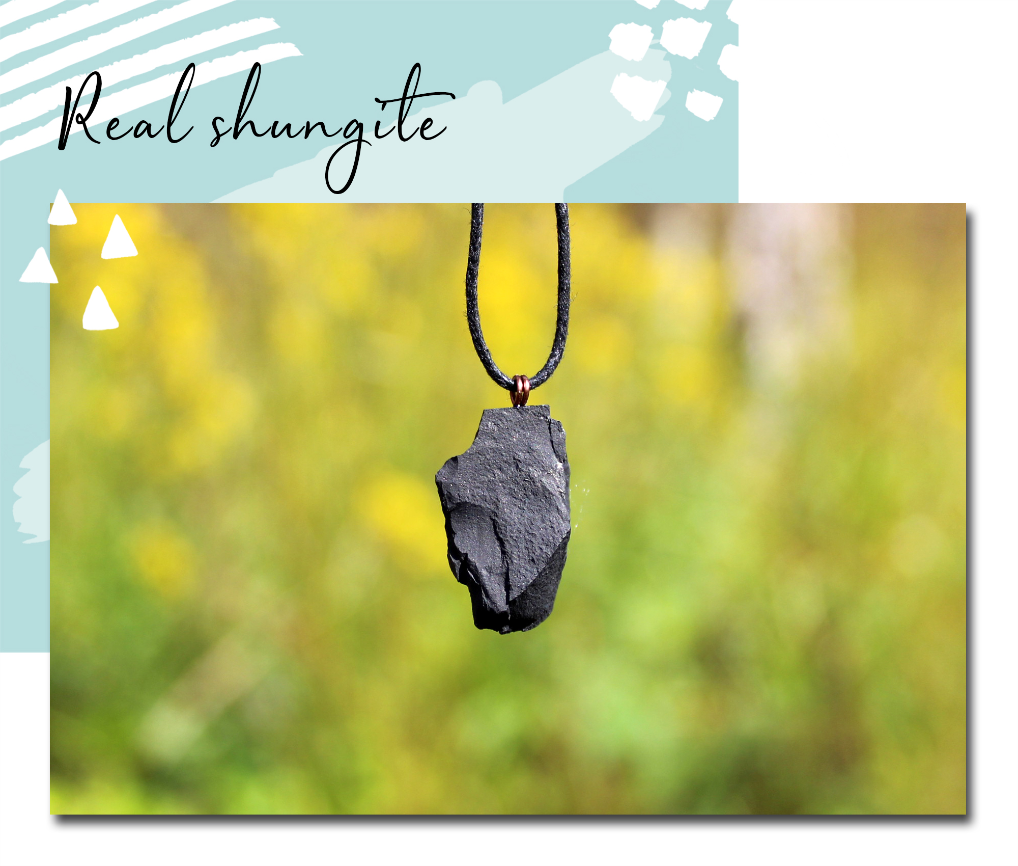 Real shungite chakra healing energy pendant and EMF protection