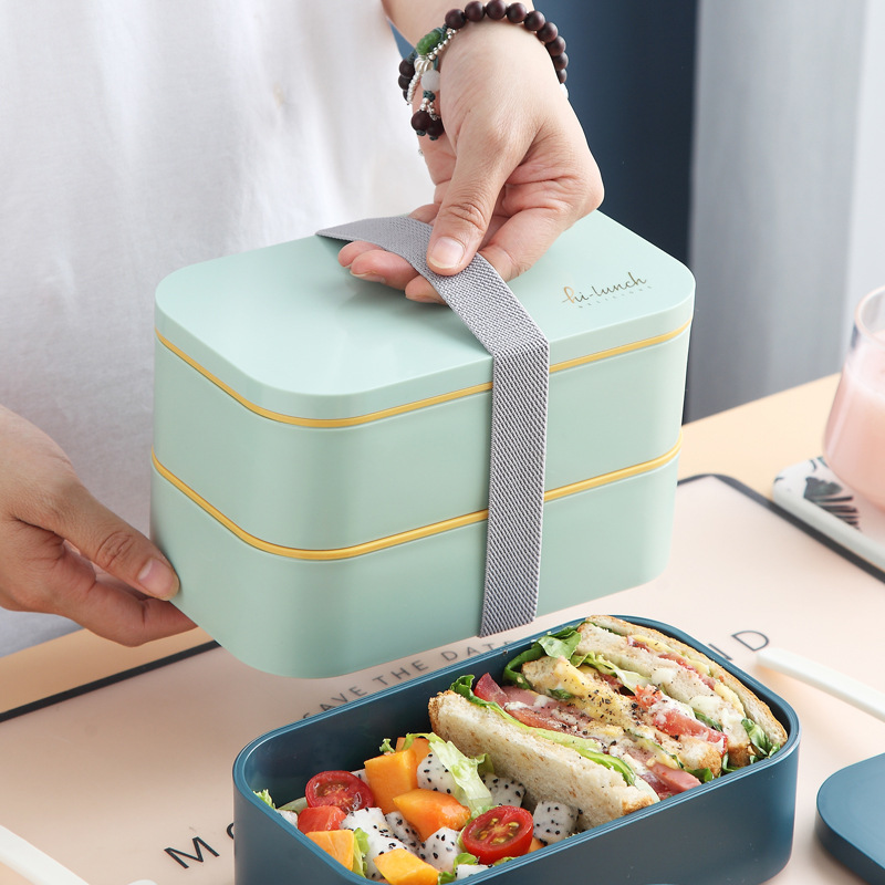 Bento Box For Adults, VIGOR Stackable Bento Lunch Container - Blue