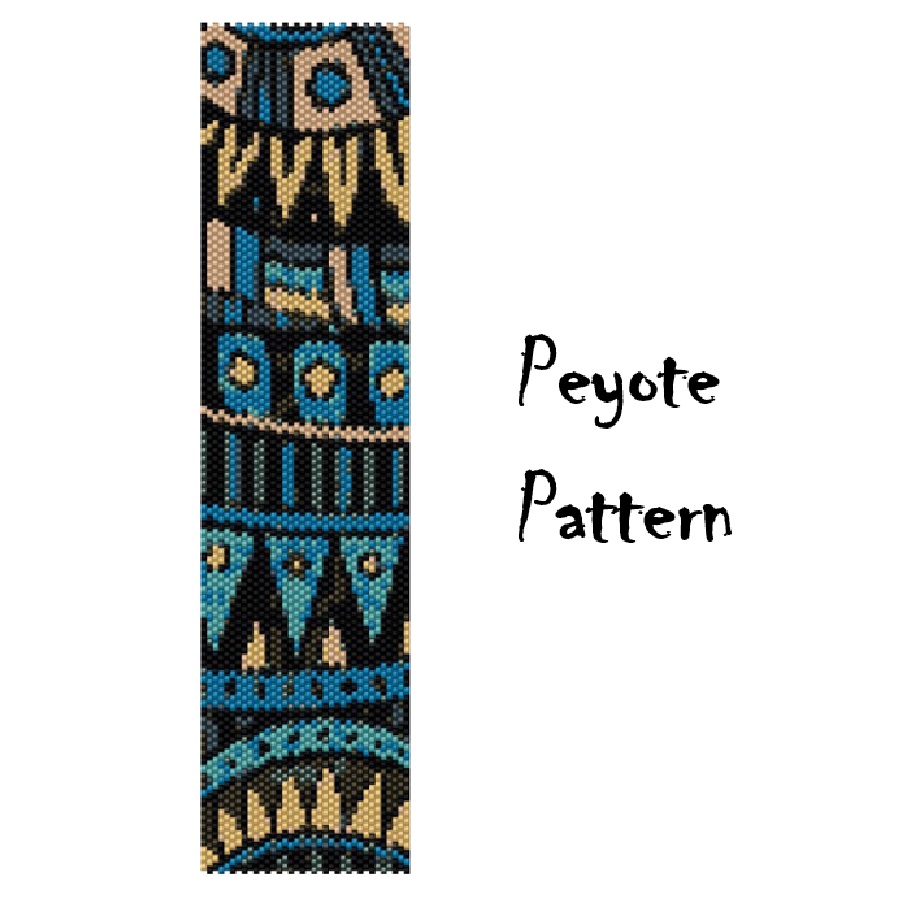 Ethnic Peyote Bracelet Pattern, Indian style, Seed Bead Peyoted Beaded Pattern PDF