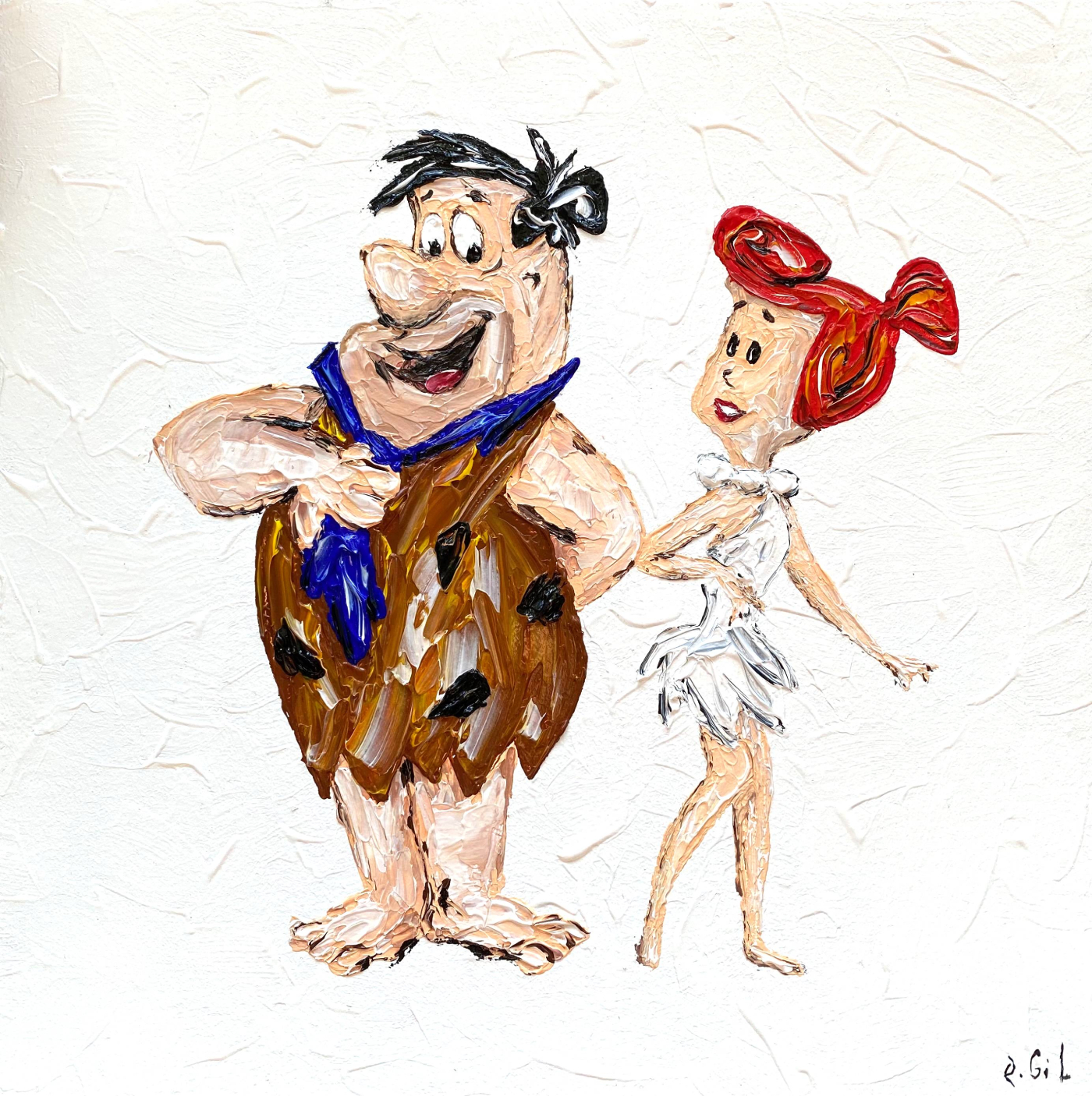 The Flintstones Original Wall Art / Flintstones Abstract Painting / Character Wall Art / Fred Flintstone Painting - 8x8'' (cardboard)