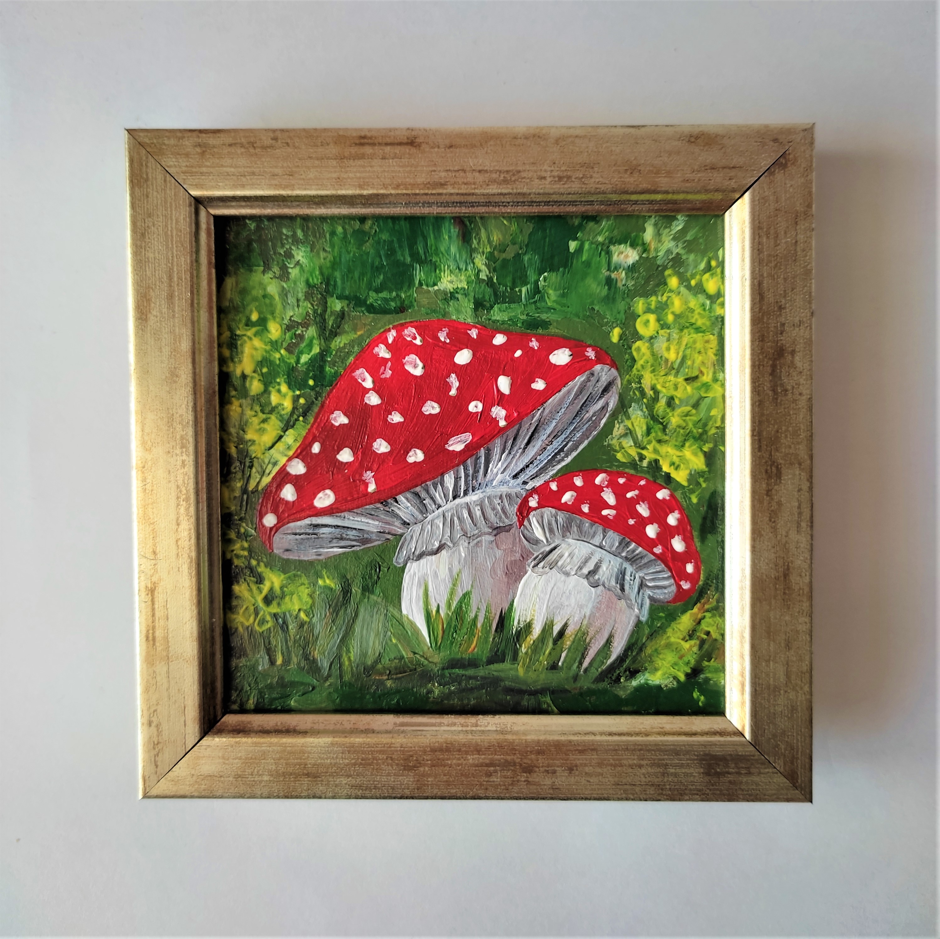 Mushroom Miniature Painting Mushroom Painting Small Wall Art Inspire
