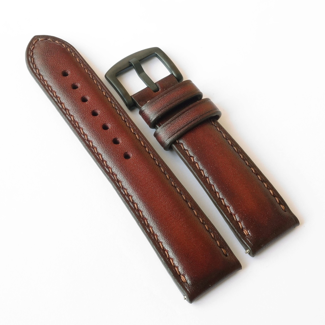 Watch Strap Burgundy / mahogany, genuine leather, watchband 18 - 26mm - 26-22/123-79