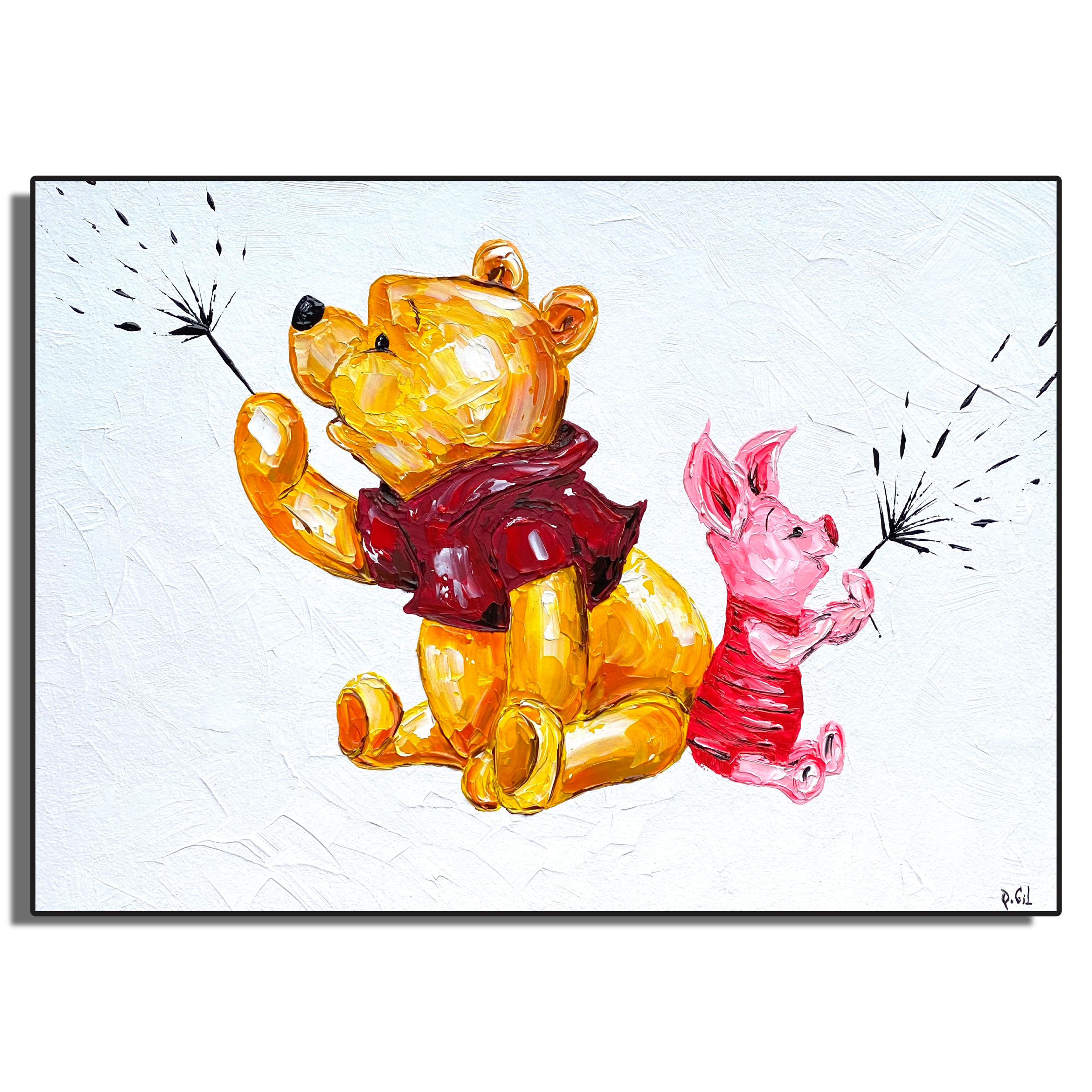 Winnie the Pooh Wall Art / Winnie the Pooh and Piglet Canvas Painting / Disney Character Wall Art / Disney Painting / Wi - 16x20 inches