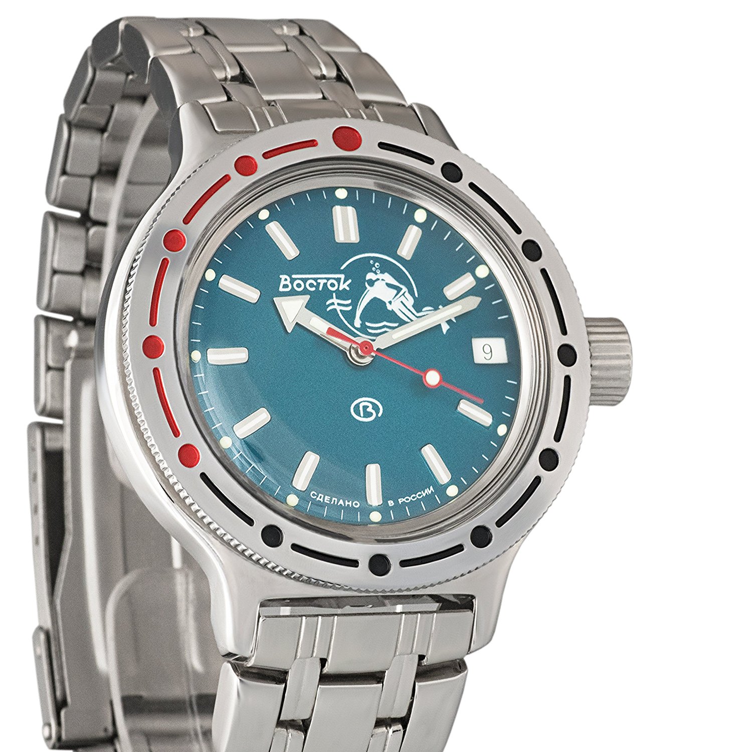 Vostok Amphibian 420059 / 2416 Military Russian Diver Watch Scuba Dude Blue