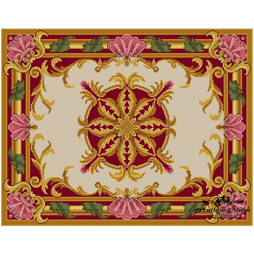 Carpet 8 Antique Needlepoint Rug Cross Stitch Pattern PDF - Inspire Uplift