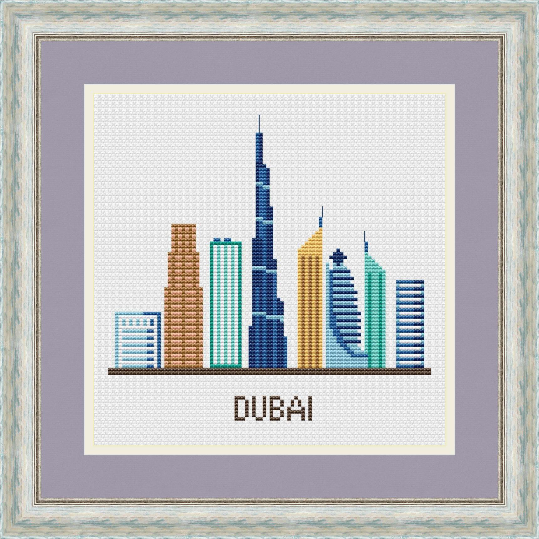 Dubai Cross Stitch Pattern, Modern Cross Stitch, UAE XStitch Inspire