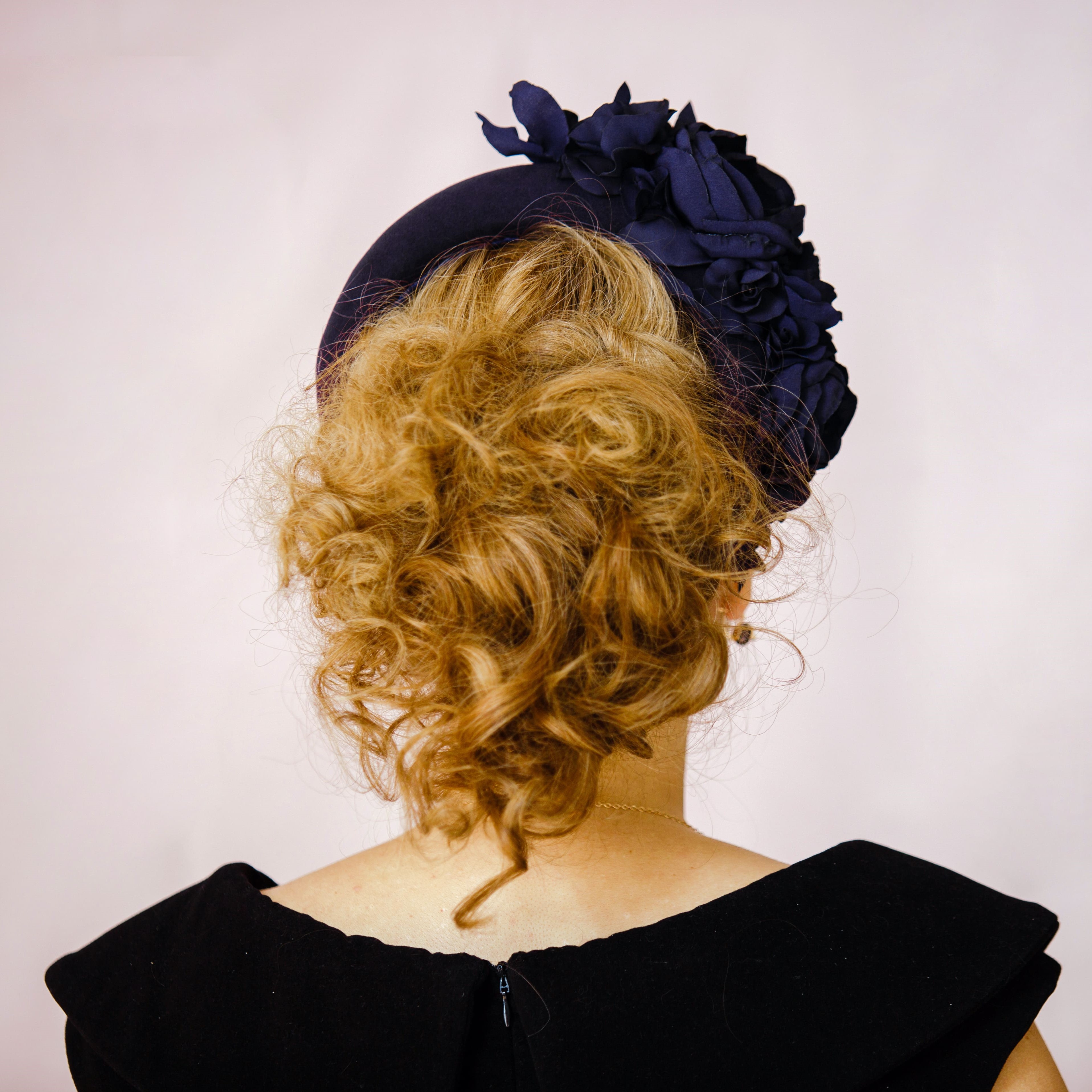 Navy blue fascinator halo headband for wedding guest inspire Inspire