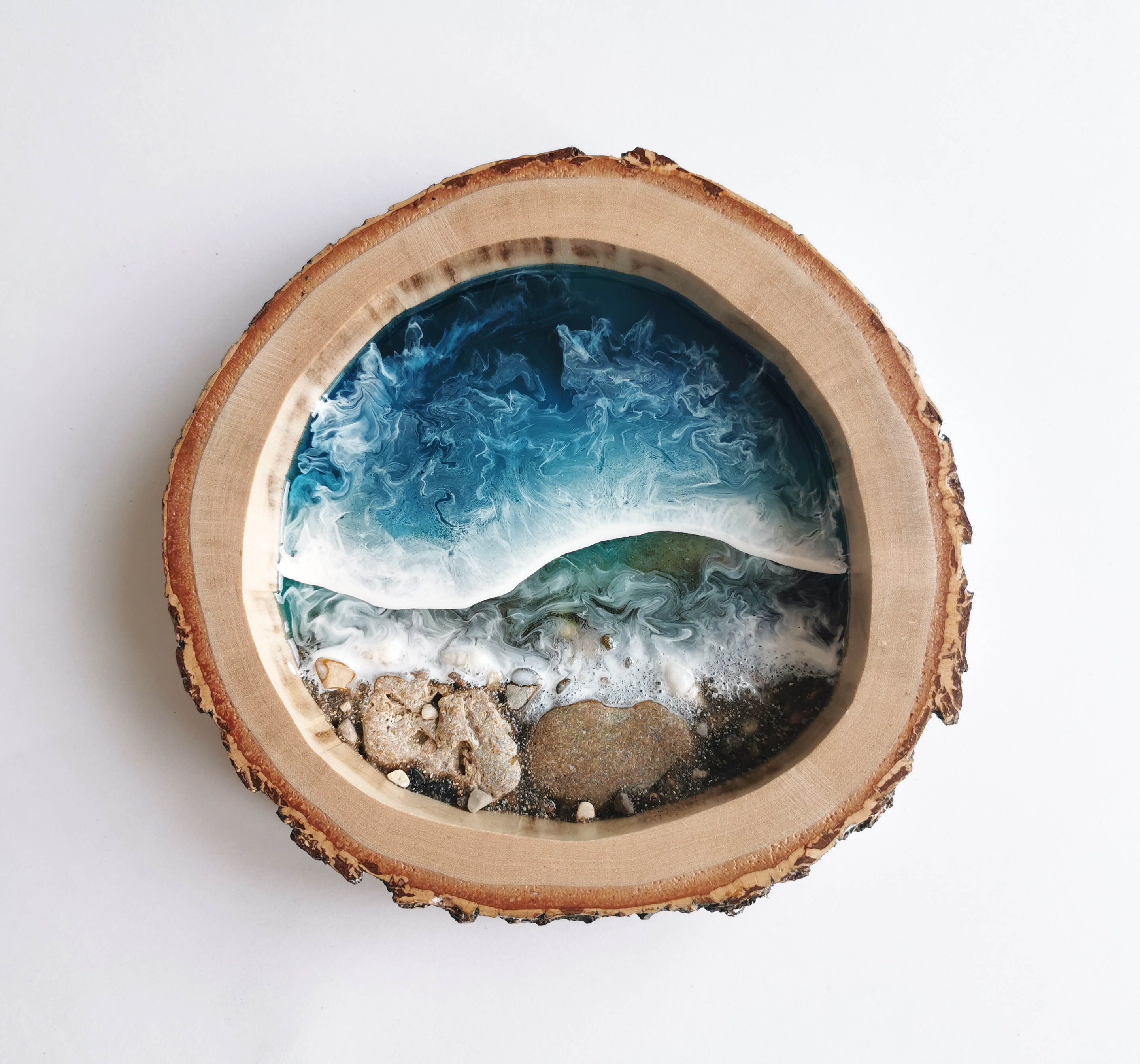 Ocean Wave Home Decor Sea Ocean Resin Art Round 3D Waves Res - Inspire ...