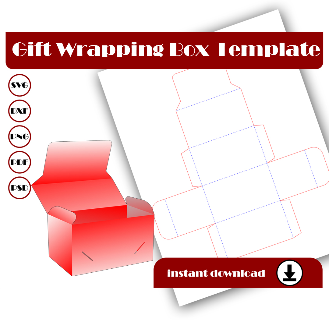 Gift wrapping box template, Baking box, SVG, DXF, Pdf PsD, P - Inspire Uplift