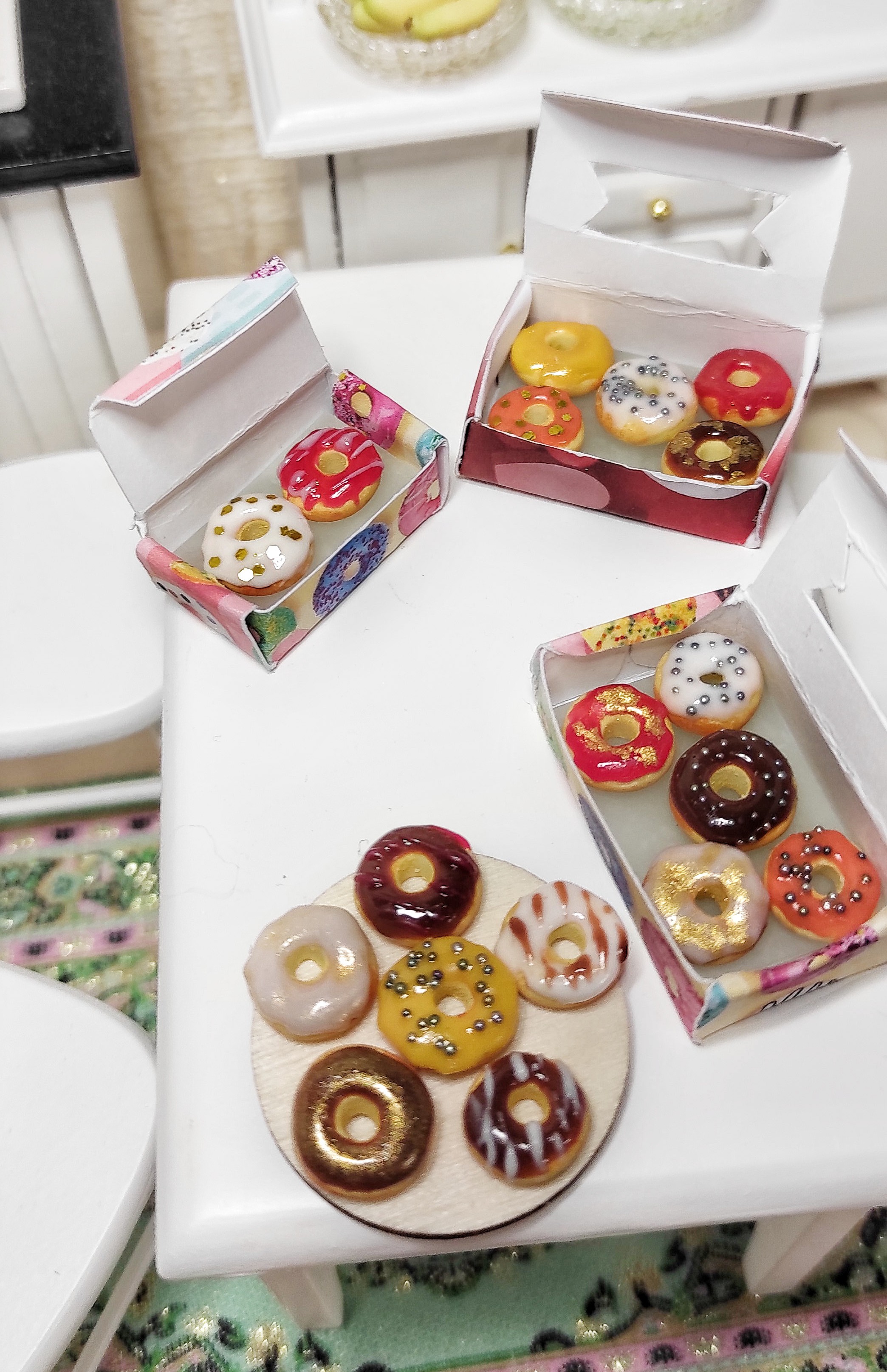 Donut, food scale 1 12, dessert for dolls, doll house, desse Inspire