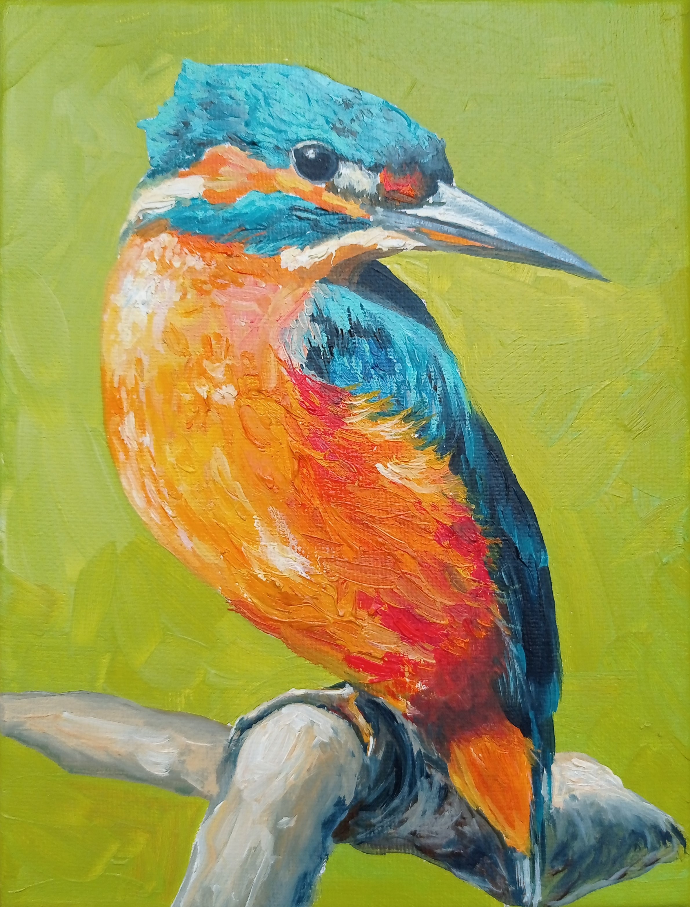 Kingfisher Painting Bird Original Artwork Colorful Bird Pain Inspire