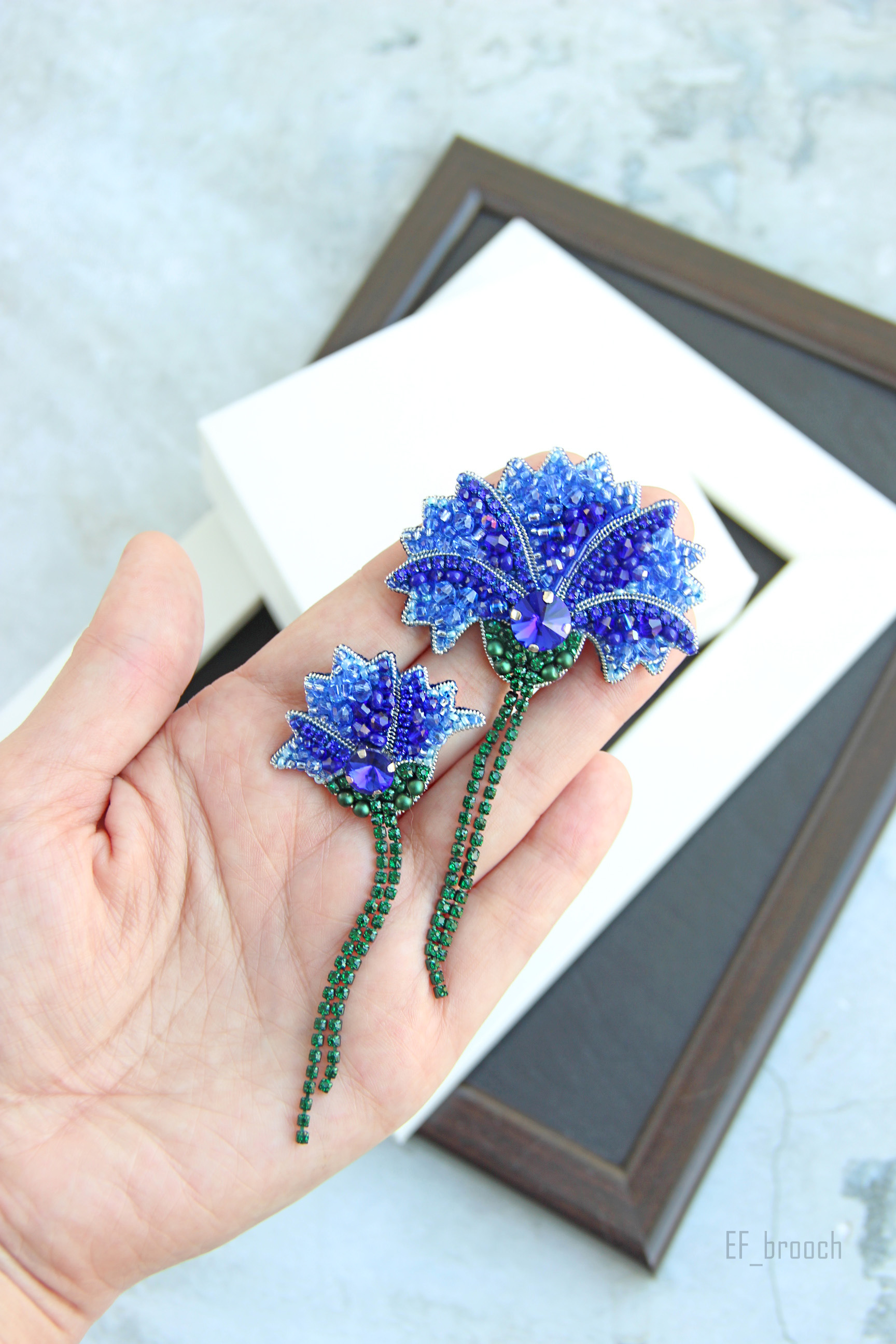 Beaded brooch flower Brooch cornflower beaded pin Jewelry Inspire Uplift