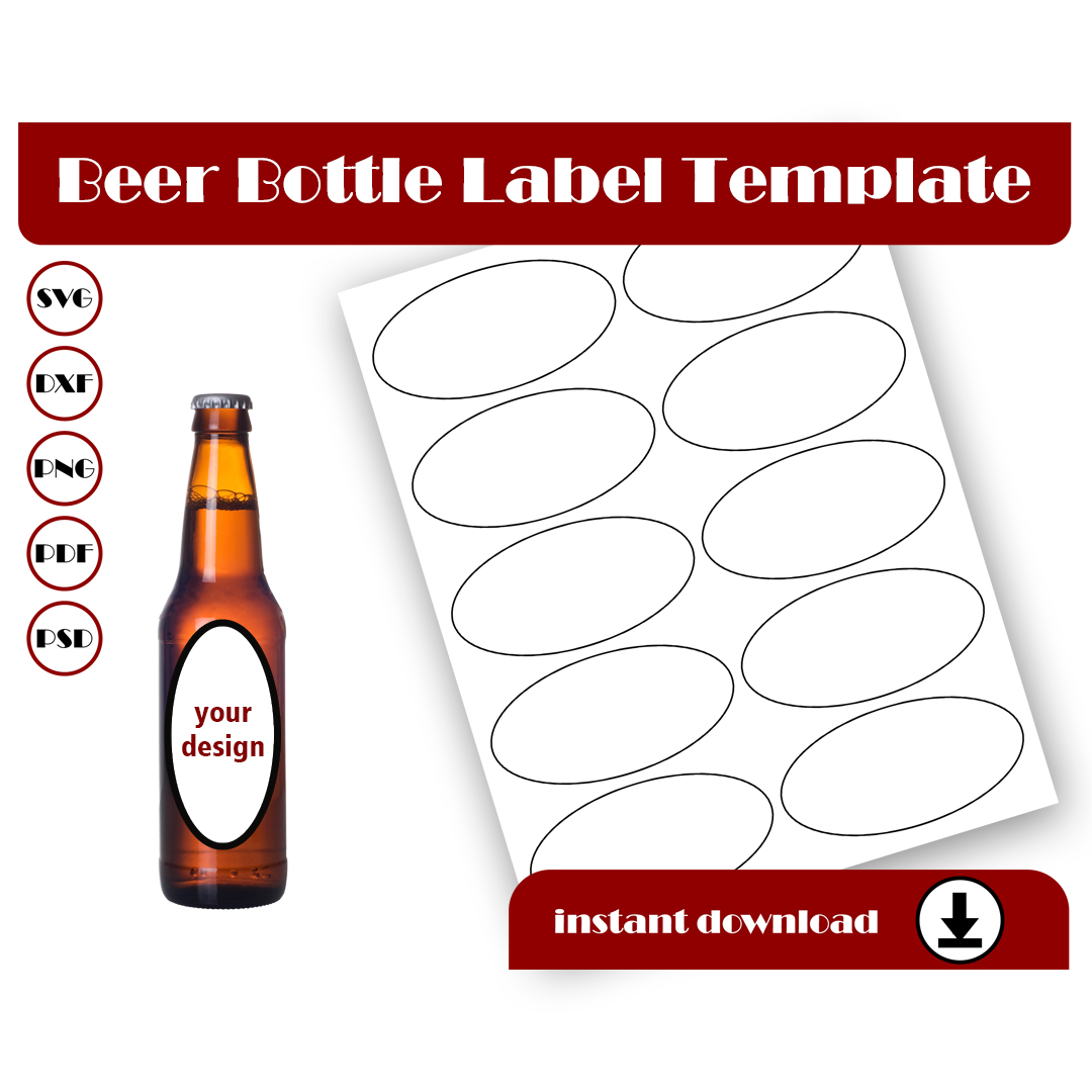 Beer bottle oval label template, Sticker label template, SVG Inspire Uplift