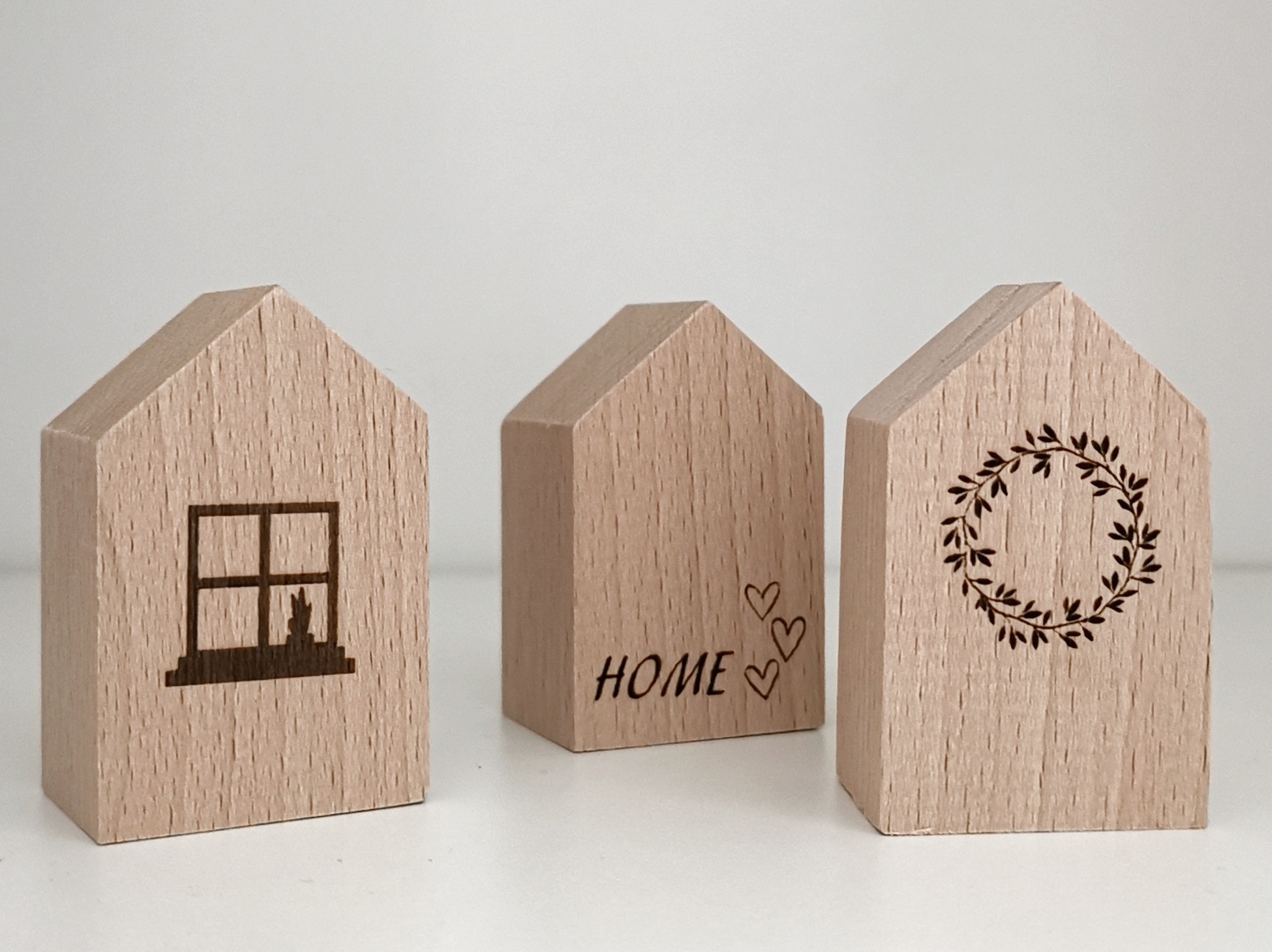 Wooden houses, Small decorative houses, Set 3pcs., Gift ide Inspire Uplift