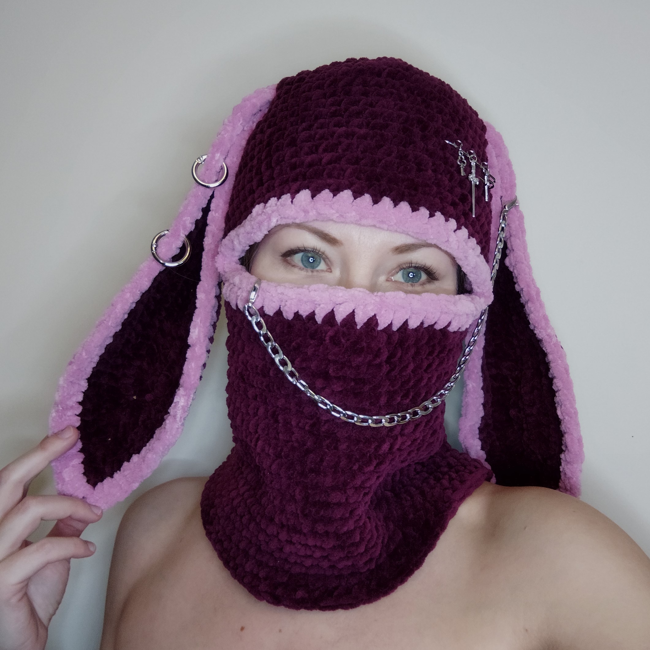 Sexy balaclava crochet Bunny fetish hat Kawaii bunny hat Inspire Uplift