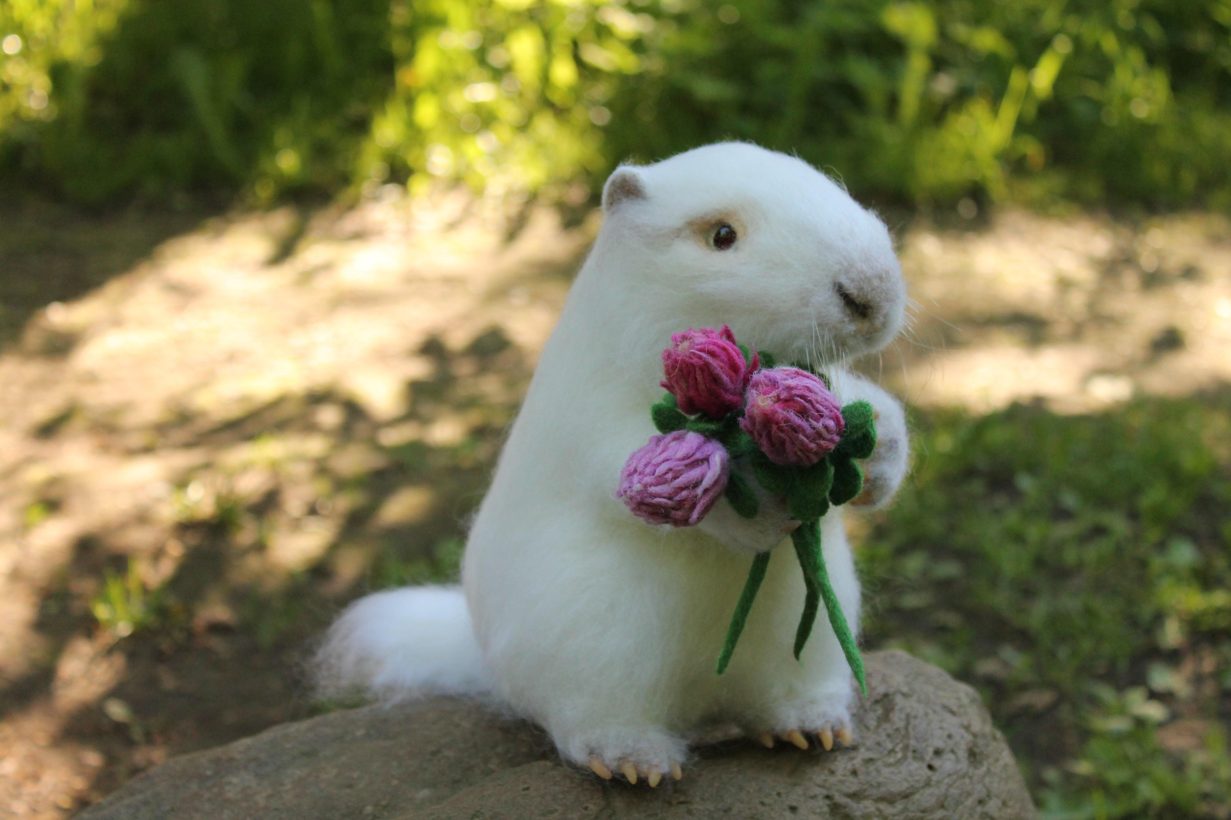 felted groundhog figurine