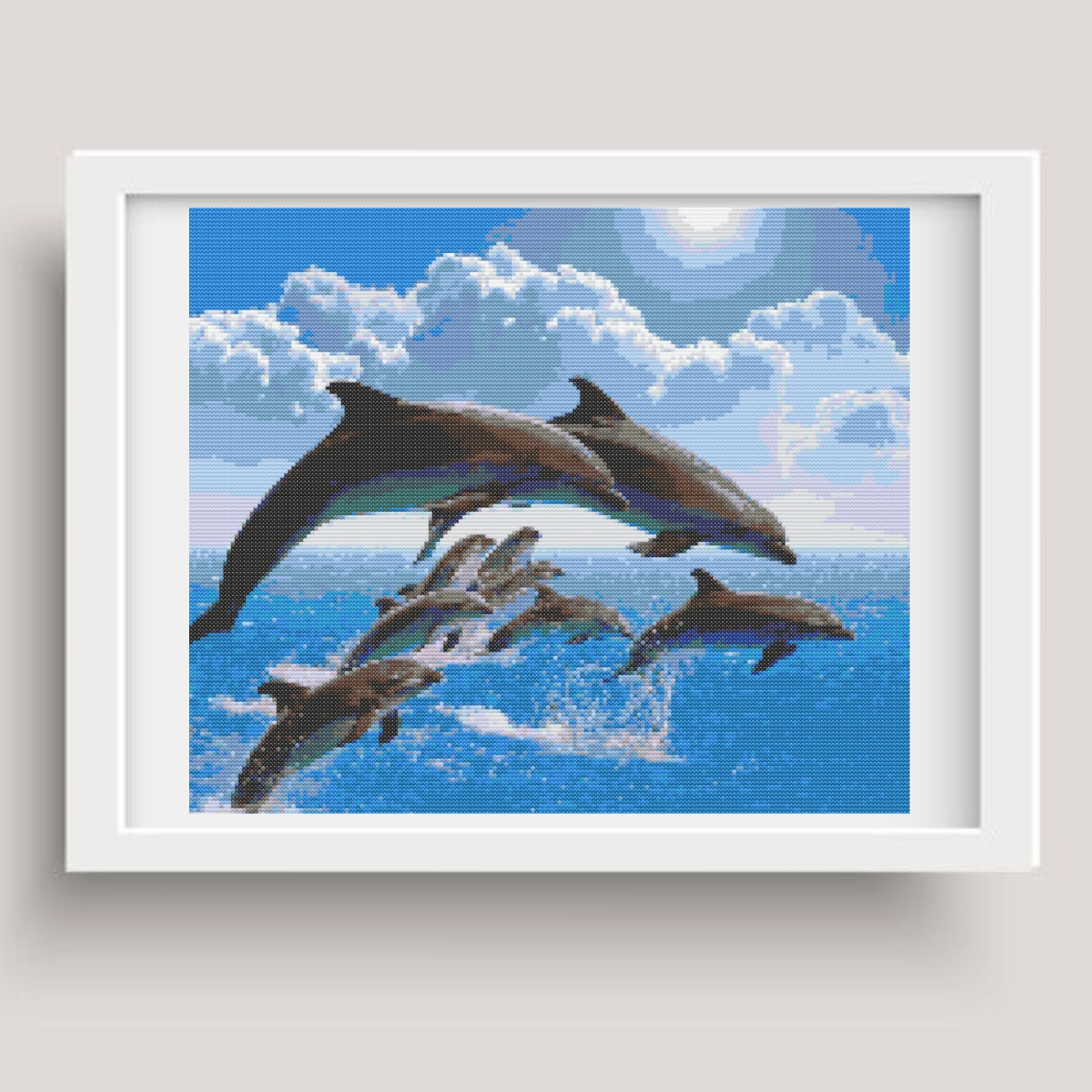 Cross stitch pattern, PDF, Dolphins Inspire Uplift