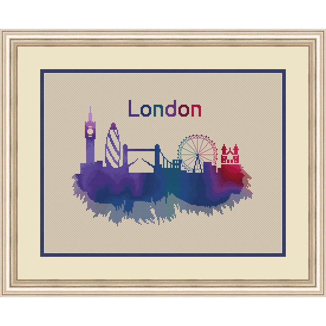London Cross Stitch Pattern, Modern Cross Stitch PDF Inspire Uplift