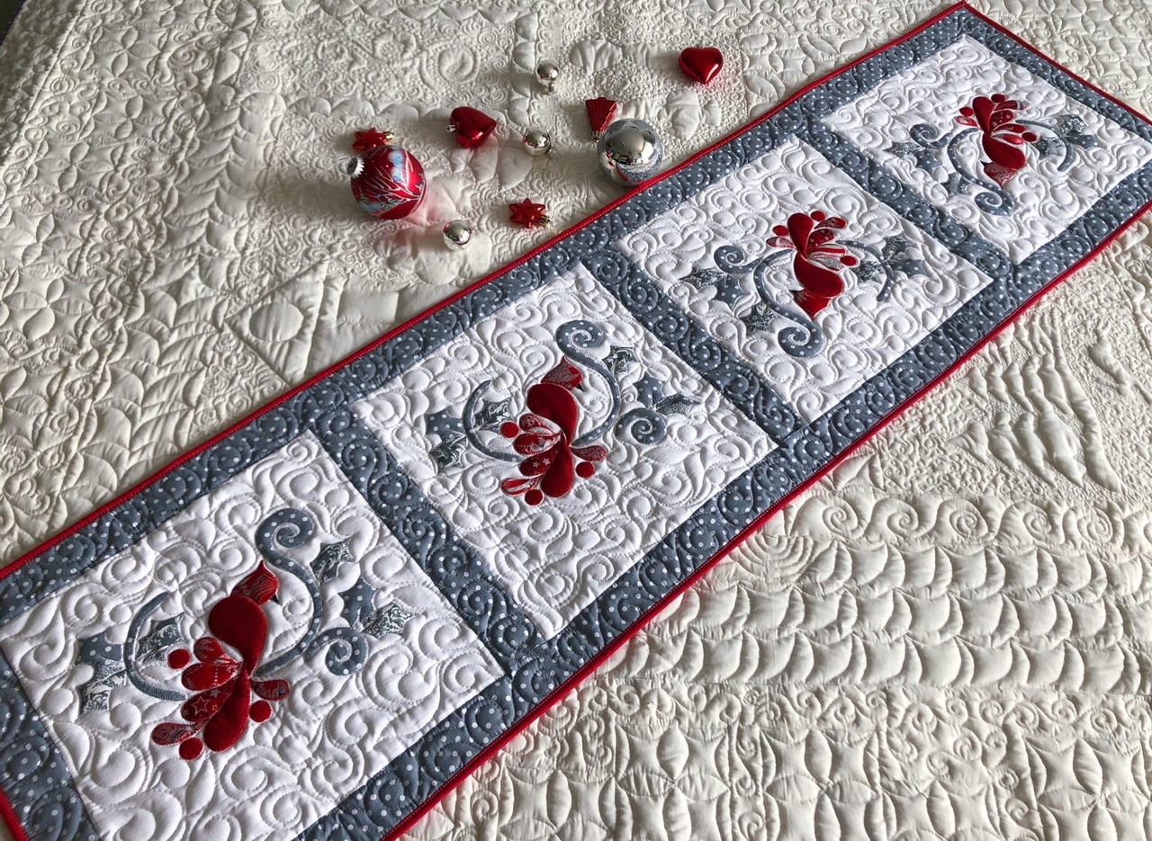 Quilted Christmas table runner, Bed topper quilt, Christmas Inspire