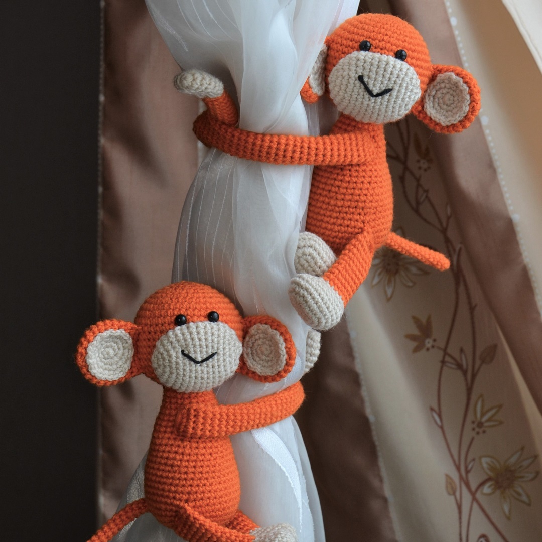 Crochet monkey pattern pdf Monkey curtain tiebacks Inspire Uplift