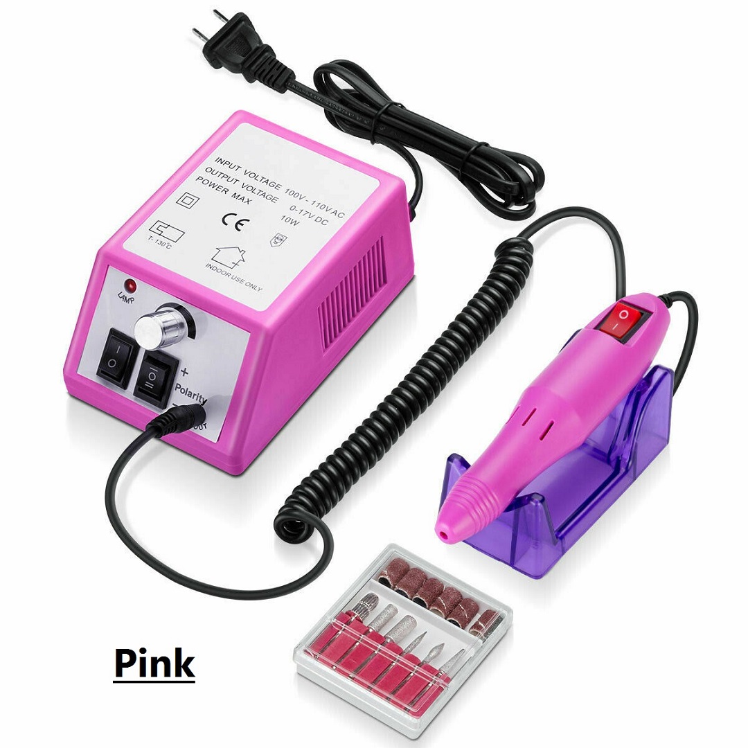 Electric Nail File Drill Manicure Machine Art Acrylic Pedicure Tool Set Kit US - Pink